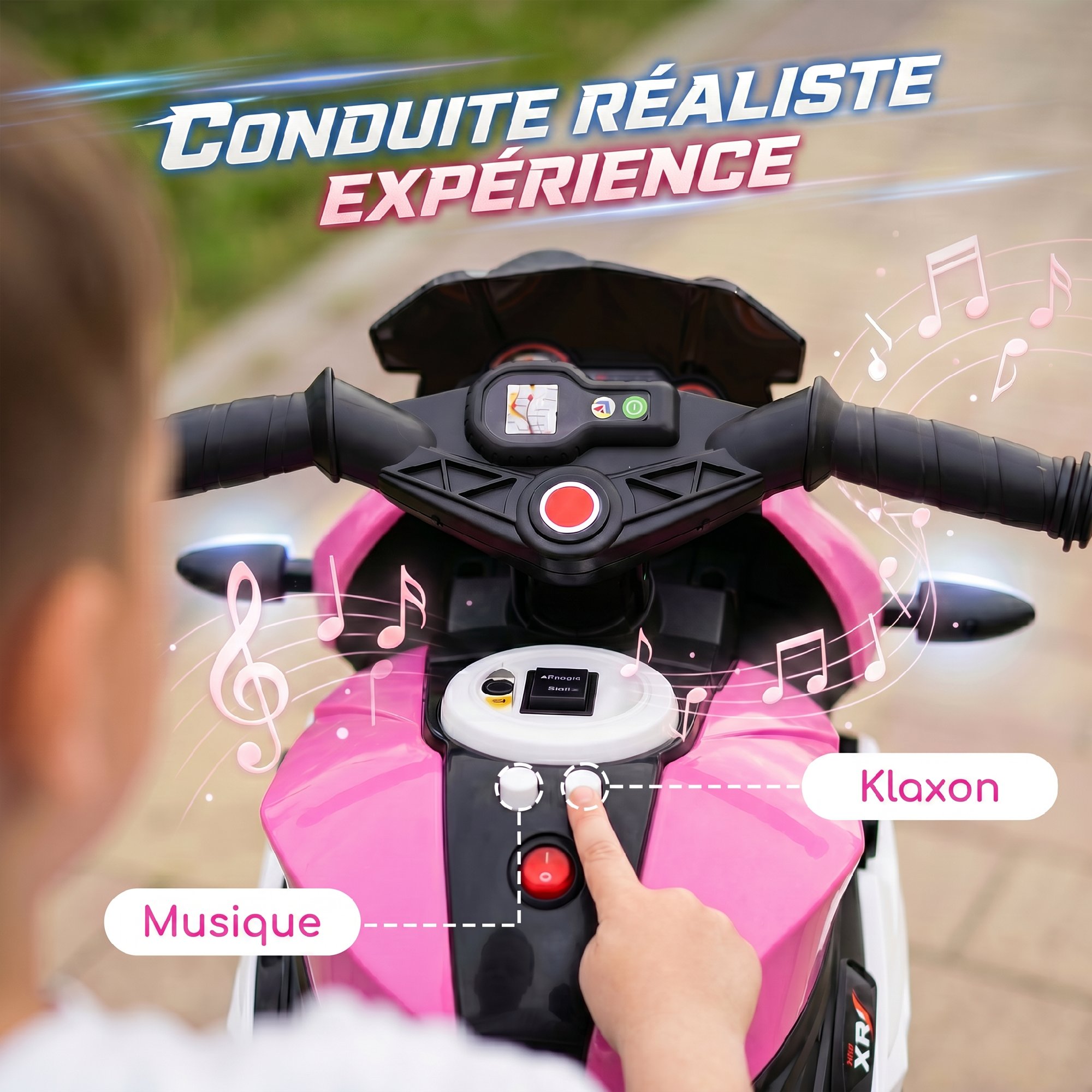 Tableau de bord musique et klaxon boutons accessibles