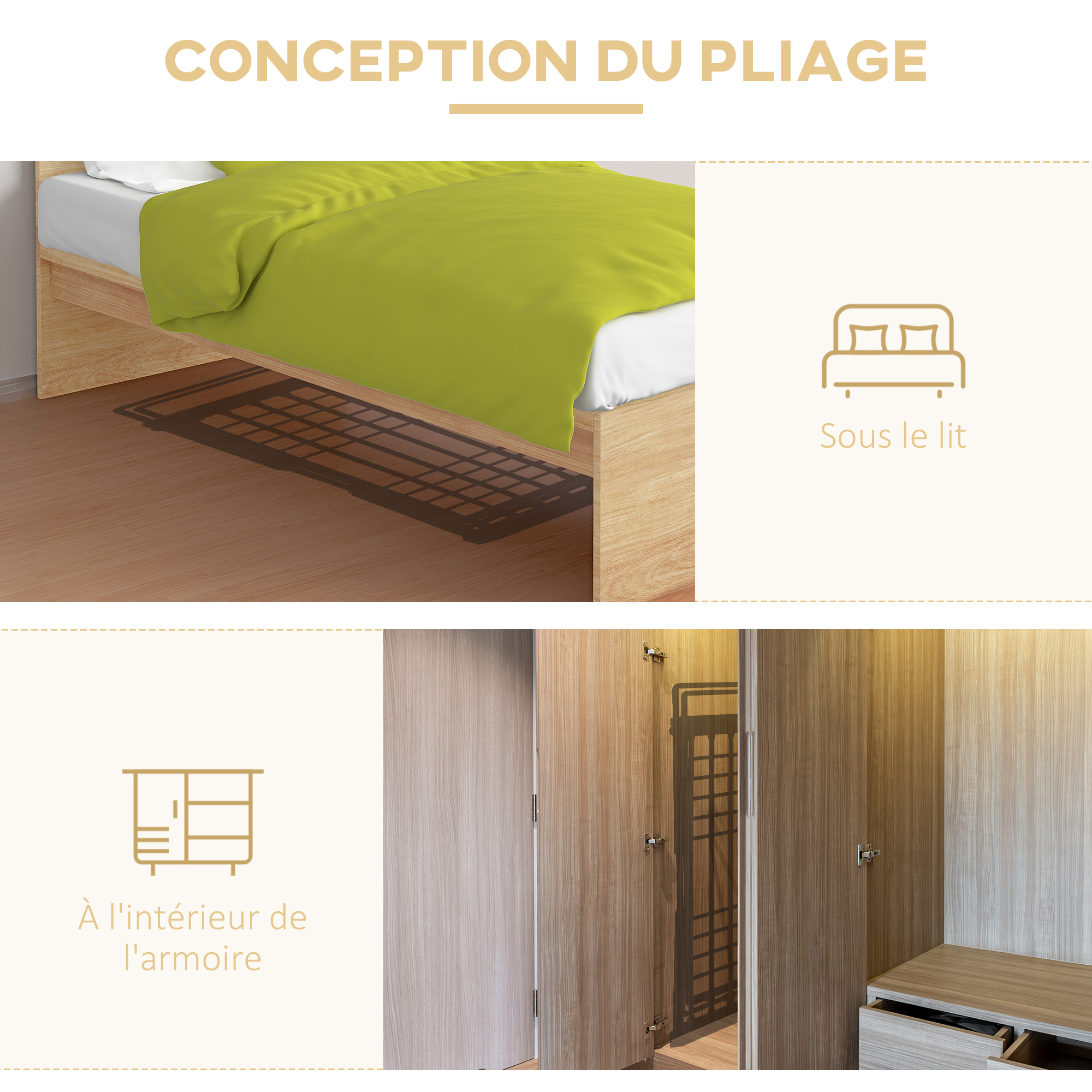 Deux ailes latérales extensibles et repliables