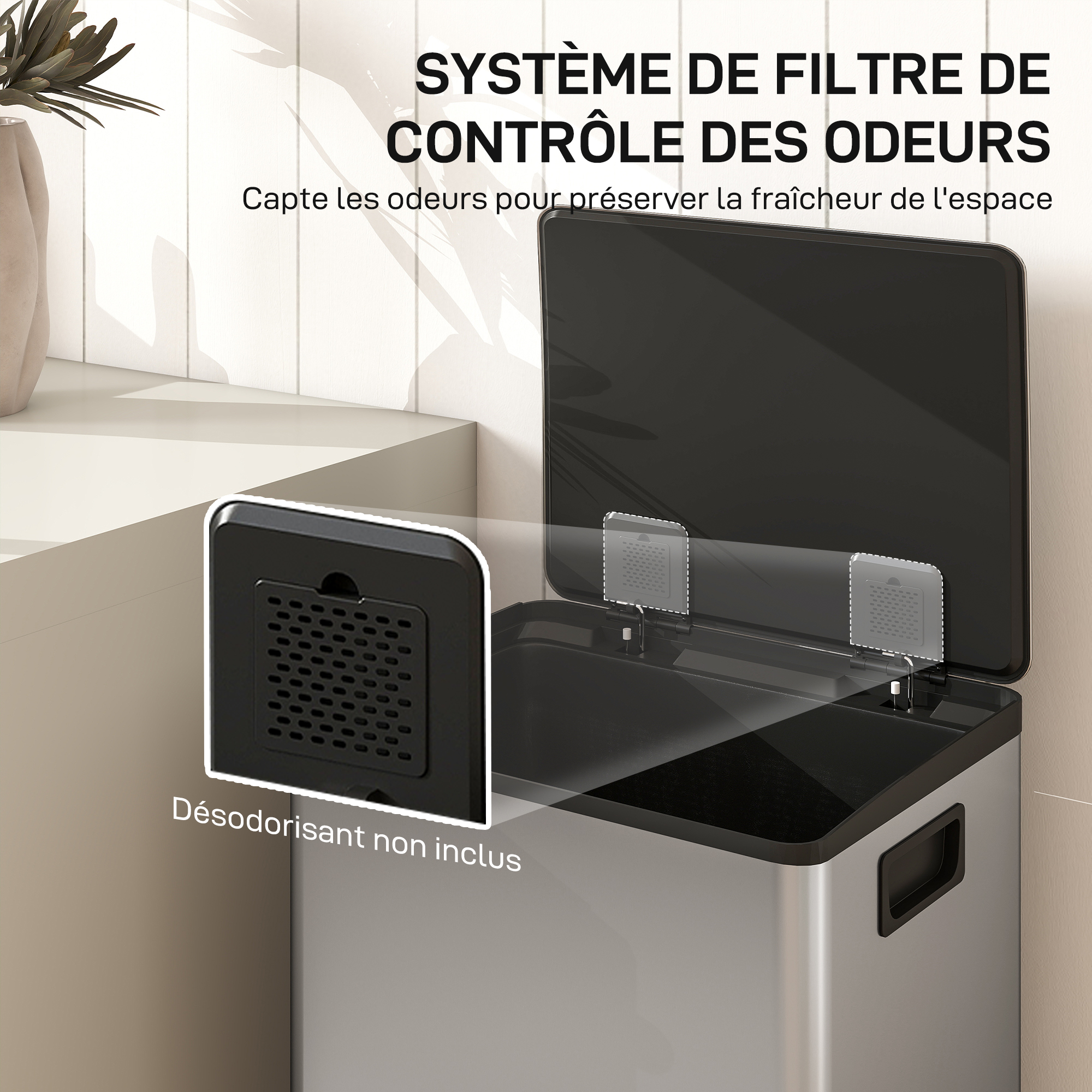Poubelle à pédale dans une cuisine familiale