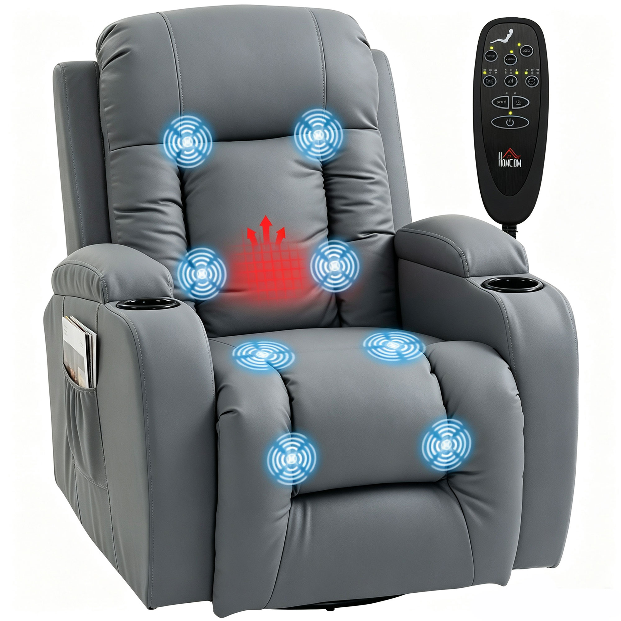 Fauteuil massant et chauffant gris clair