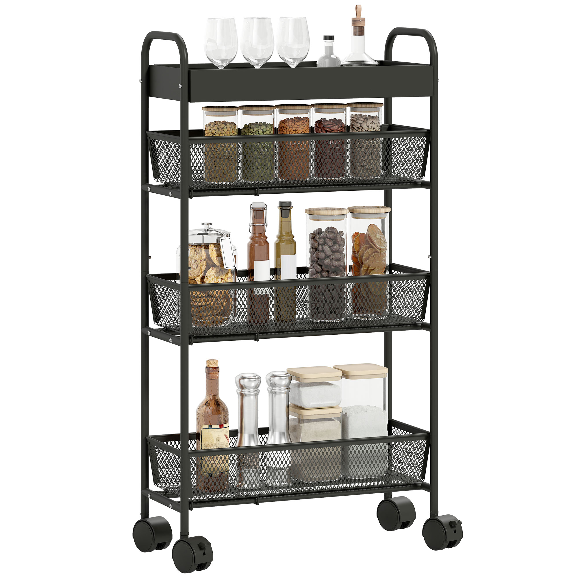 Étagère pivotante 360 degrés 3 paniers métalliques pour cuisine