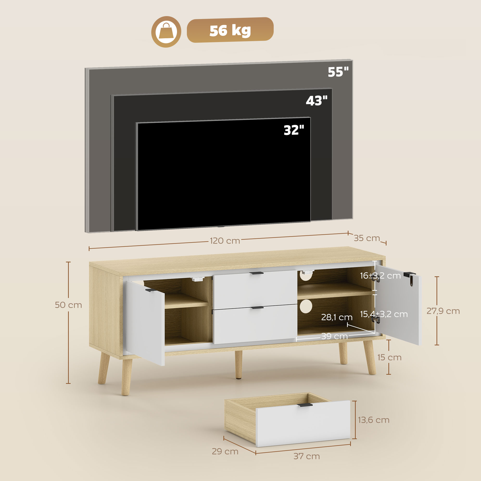 Détail du rangement intérieur et des tirages au doigt