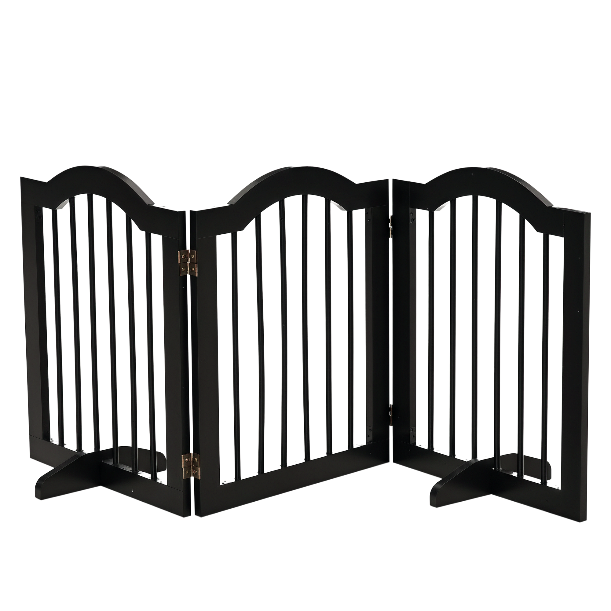  Barrière de sécurité barrière modulable pliable pour animaux de compagnie avec pied de support MDF bois massif 154,5 x 61 cm noir