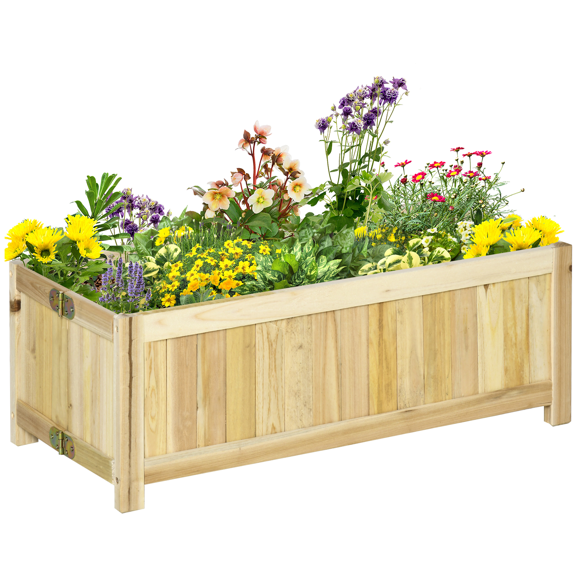 Maceta plegable de abeto, preaceitada, para balcón, terraza, jardín, 70x25cm