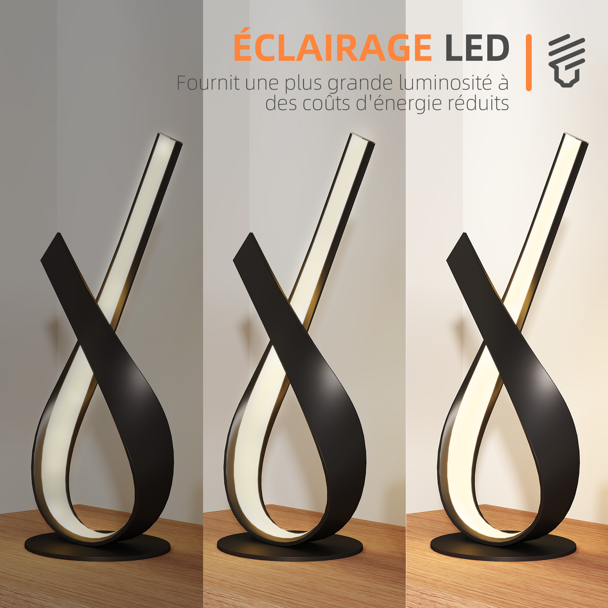 Lumière LED blanc‑chaud 3000K ambiance douce