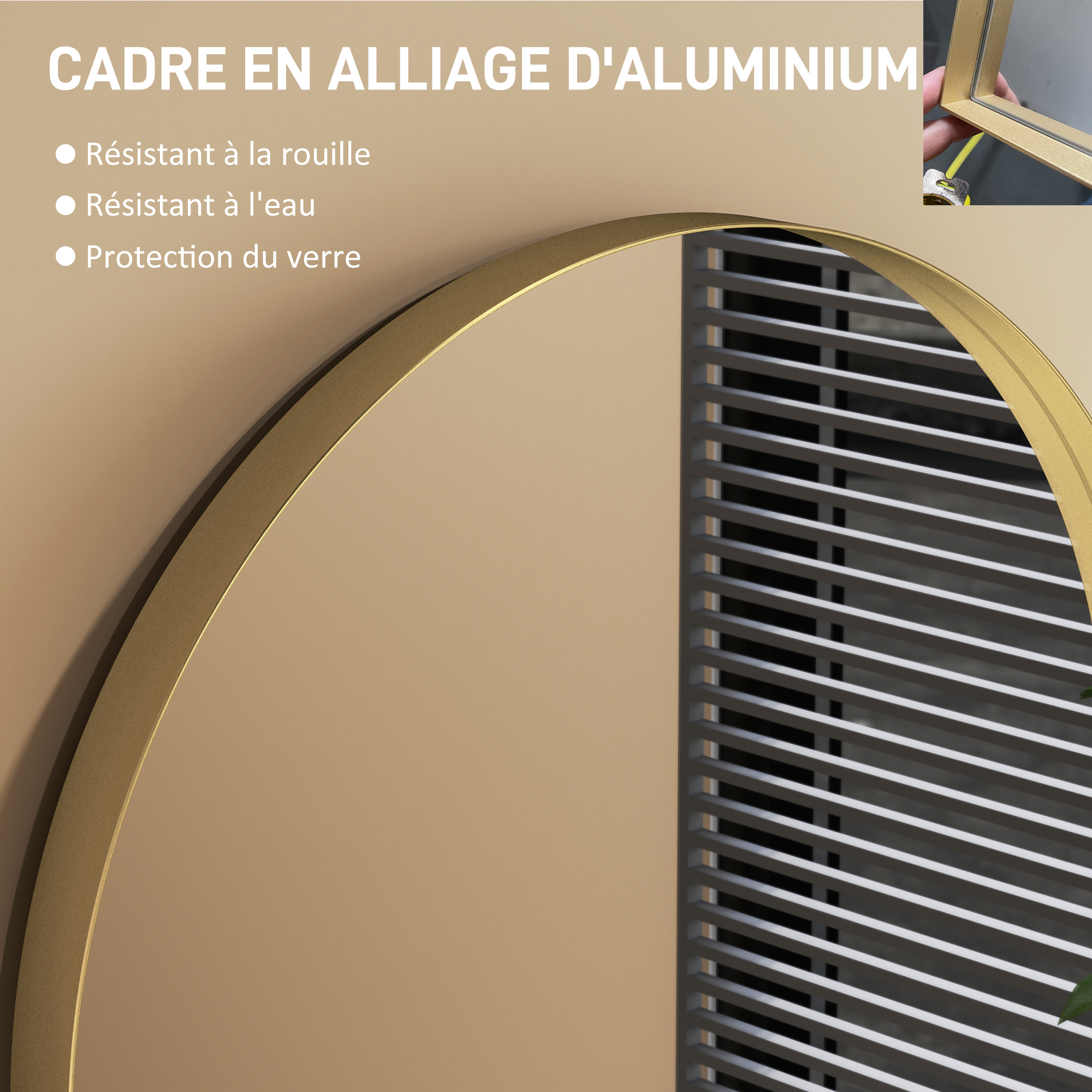 Cadre aluminium finition mate miroir salle bain