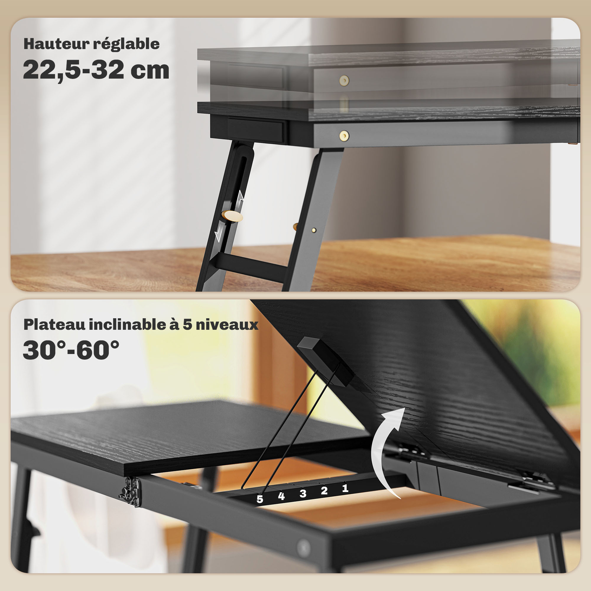 Réglage de l'inclinaison support PC portable avec plusieurs angles