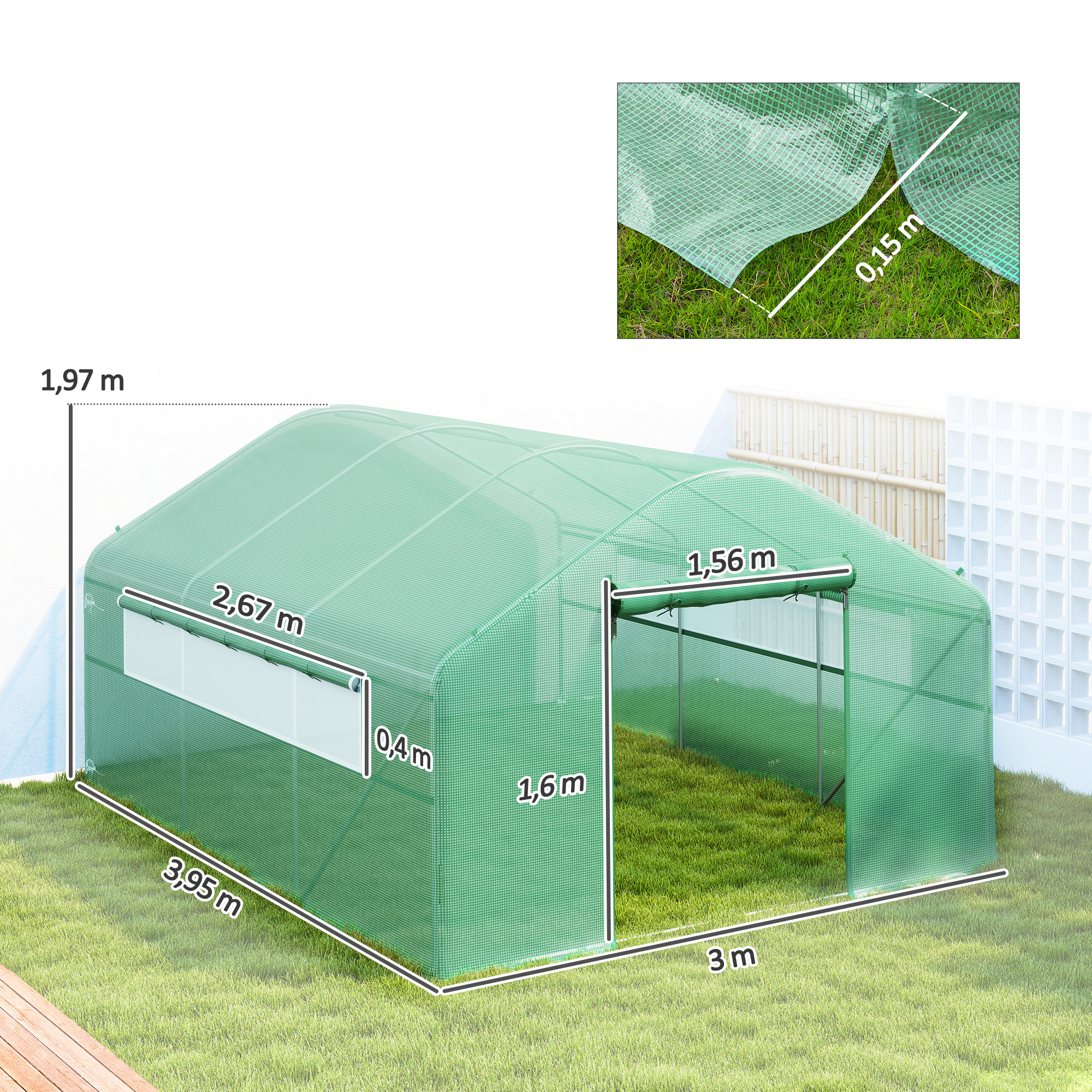 Dimensions serre tunnel 94x185cm