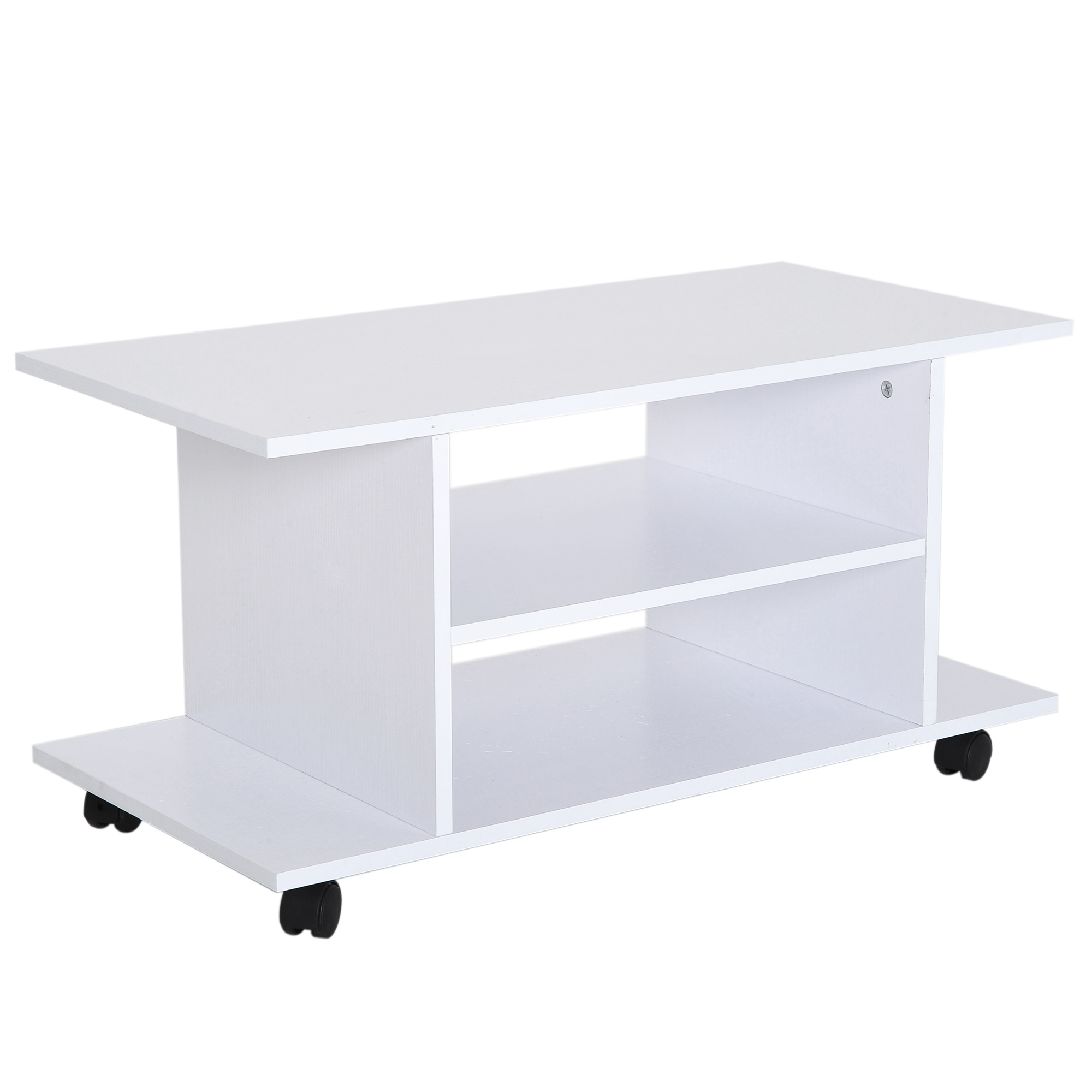 Meuble TV blanc avec roulettes