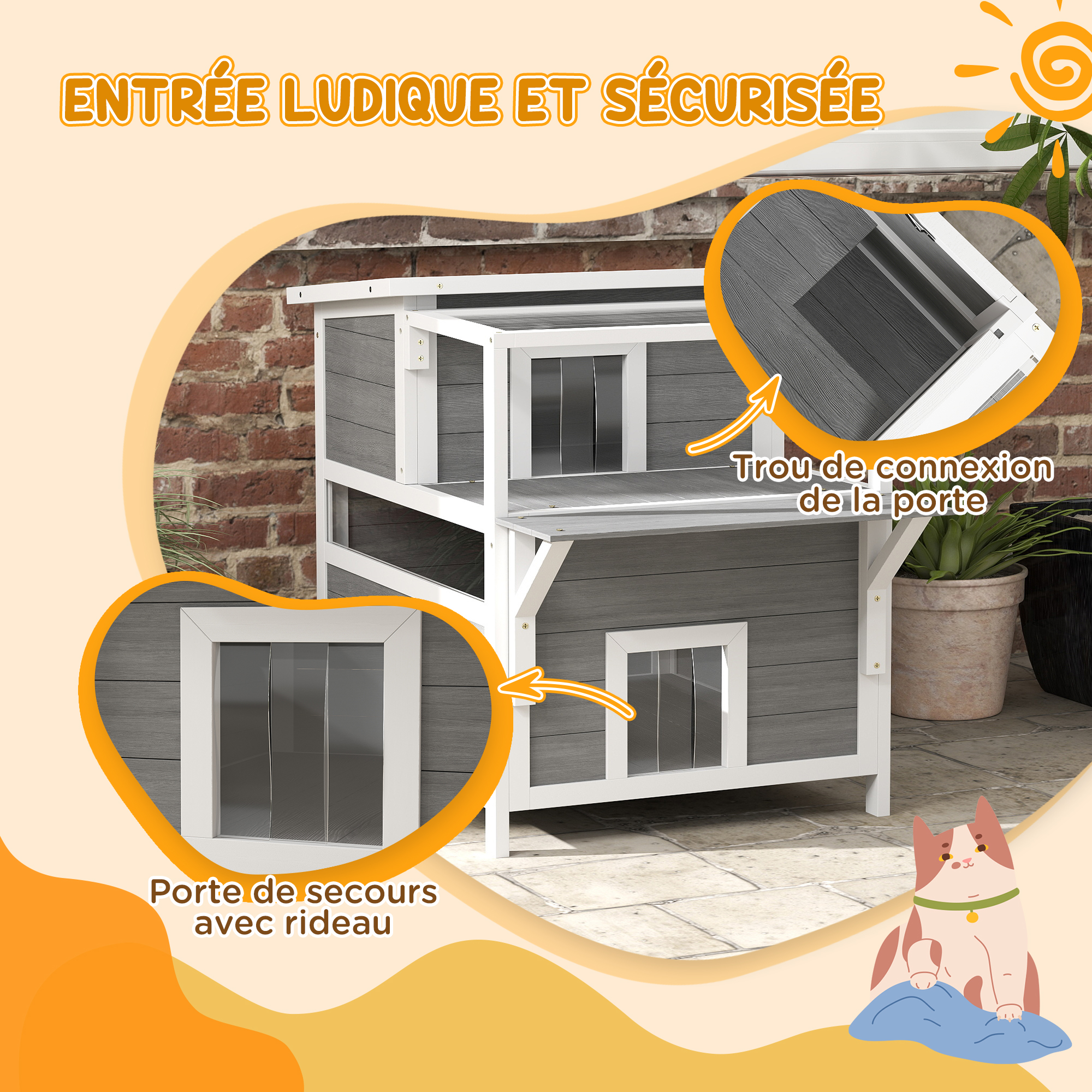 Deux étages avec balcon couvert et fenêtre d'observation