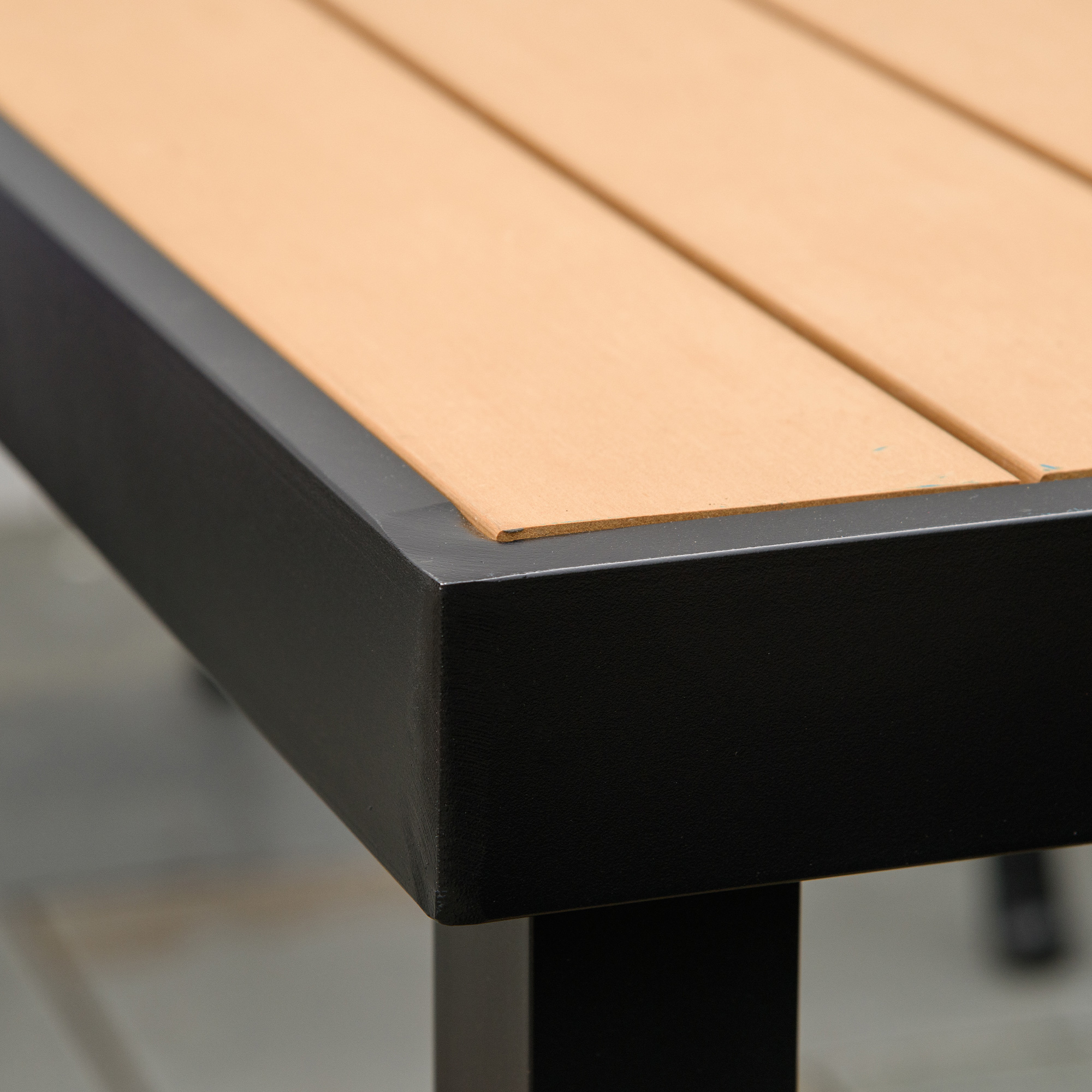 Table de jardin rectangulaire aluminium PS aspect bois 140x90cm - Vue 4