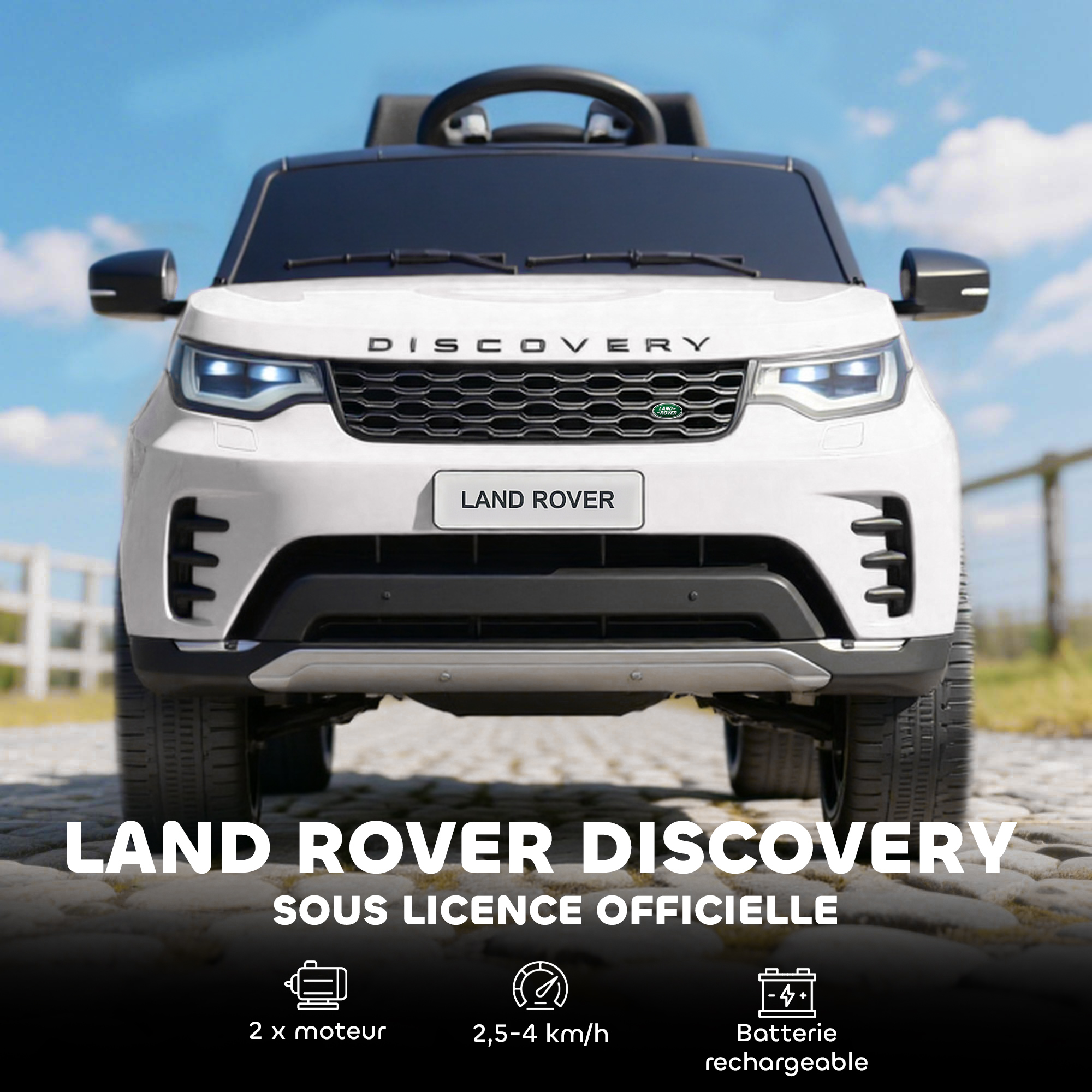 Face avant Land Rover Discovery logo officiel phares LED