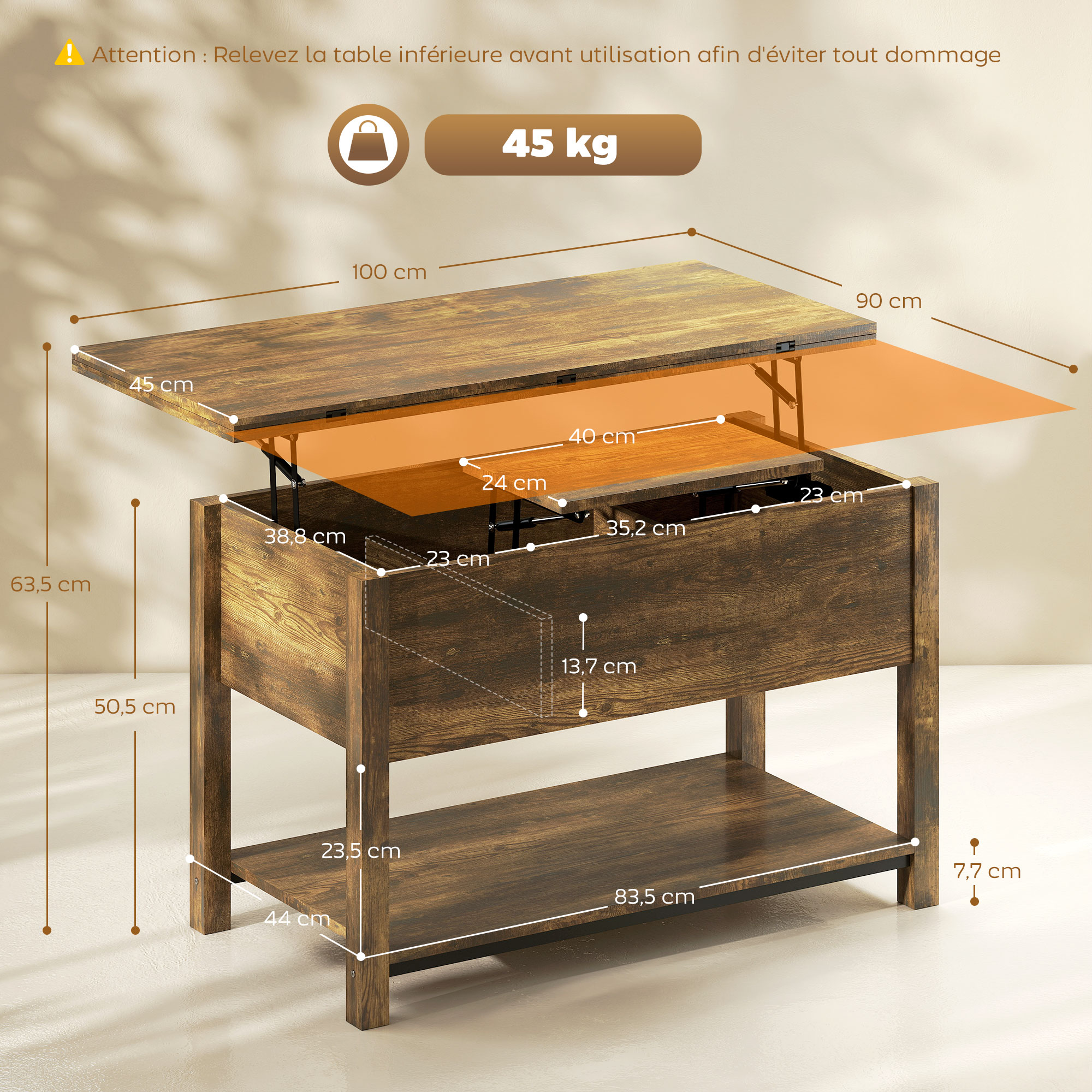 Mesa de centro moderna con tapa elevable para oficina en casa, escritorio de computadora, sala de estar