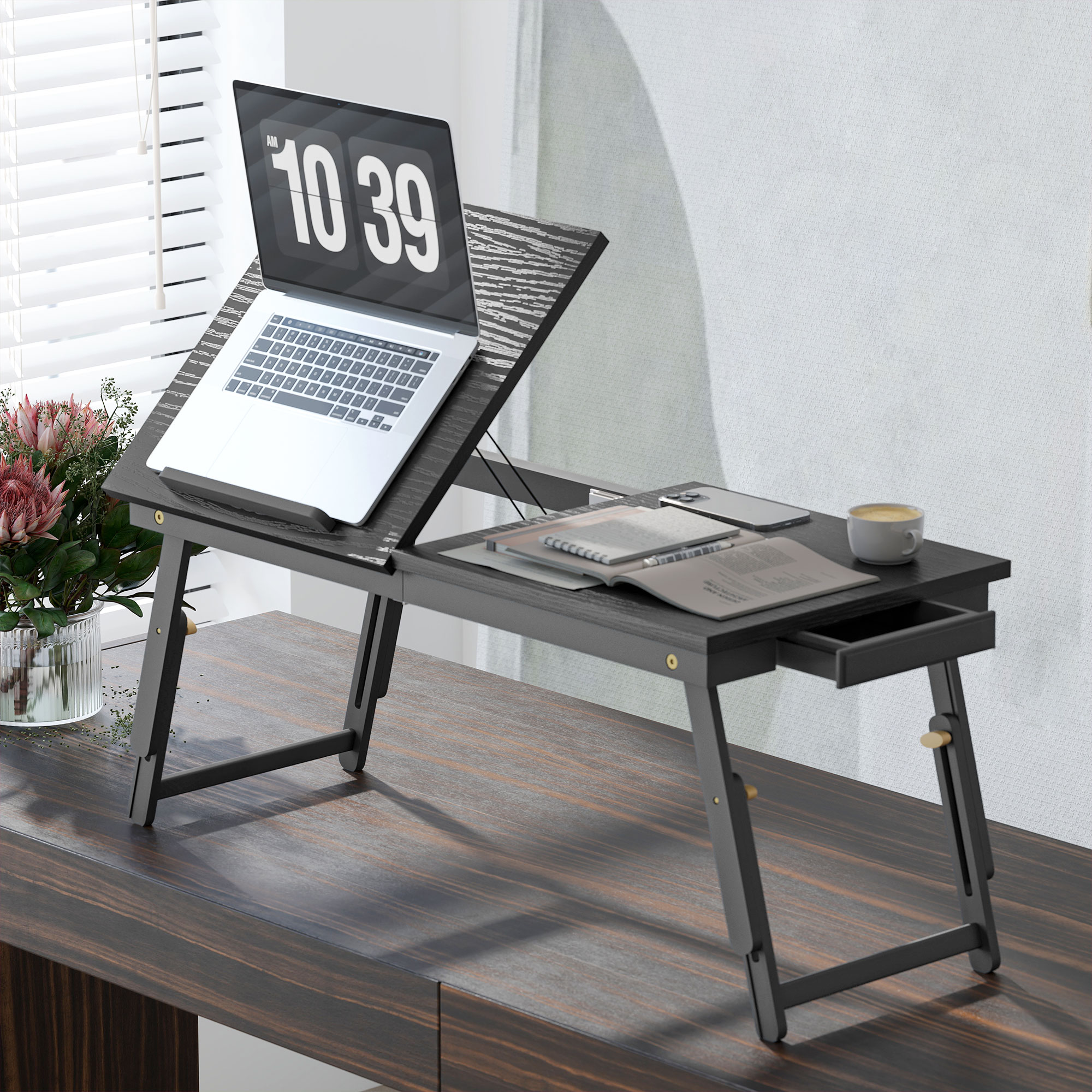 Support PC portable plié à plat pour le transport dans un sac