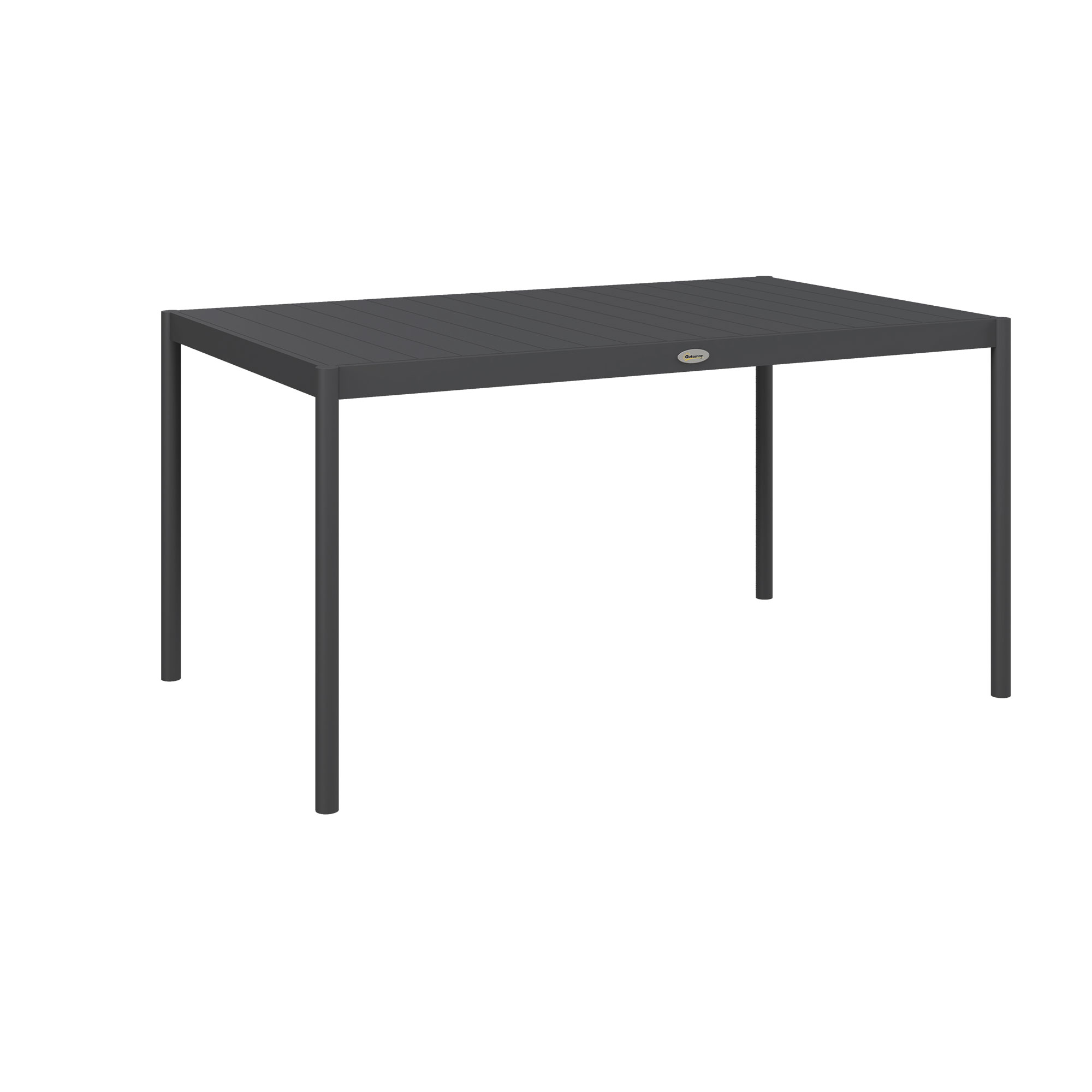 Table de jardin rectangulaire aluminium plateau PE aspect bois 145x90cm - Vue 7