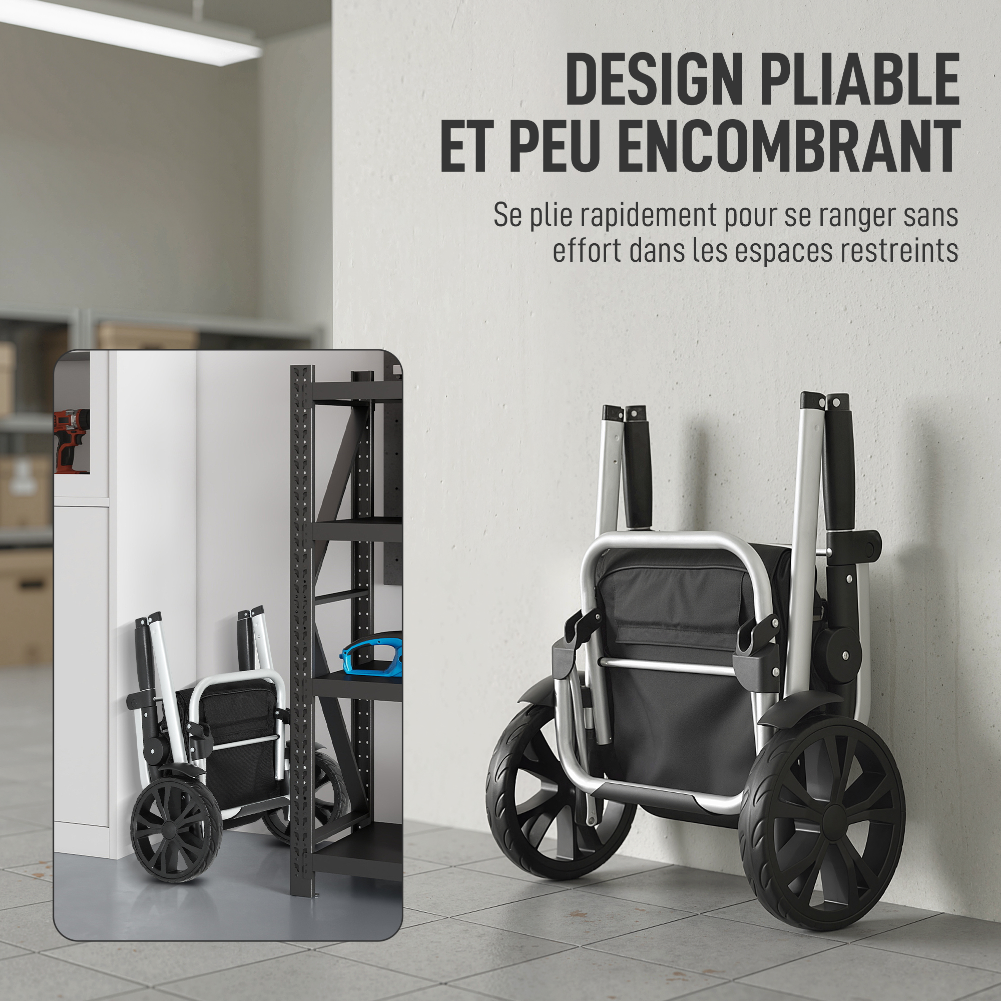 Poignée ergonomique réglable 0°‑45°‑60°, sac bandoulière amovible