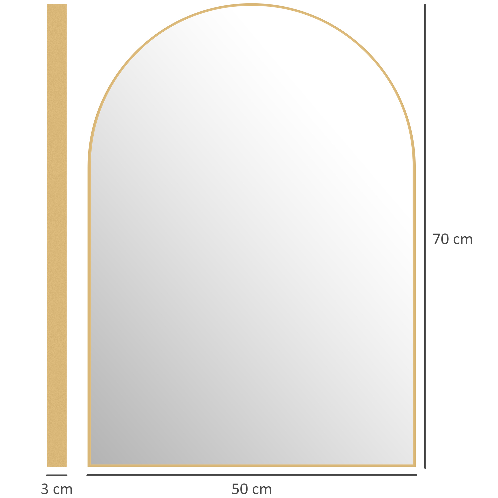 Dimensions miroir 50x70cm épaisseur cadre 3cm
