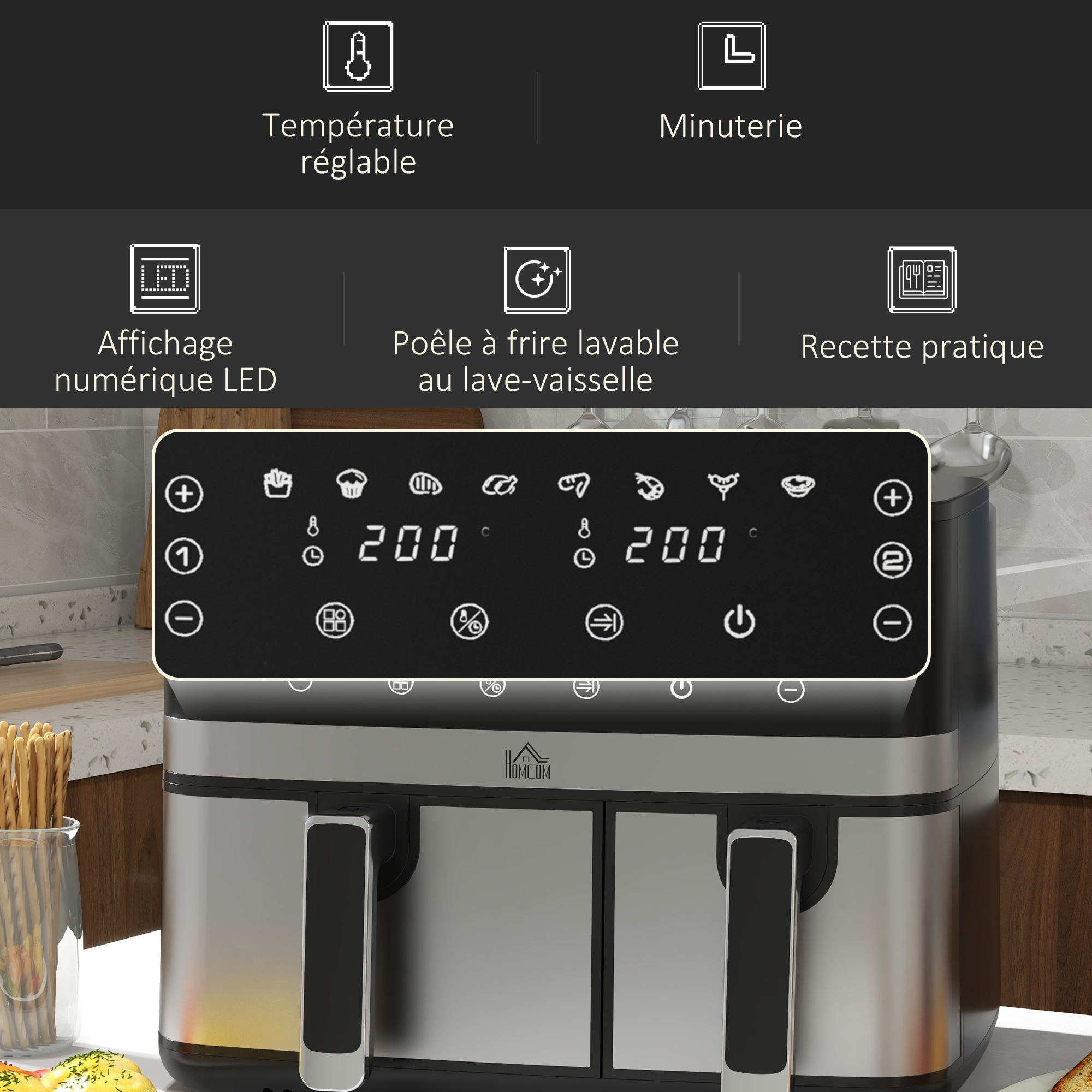 Paniers amovibles anti‑adhésifs compatibles lave‑vaisselle