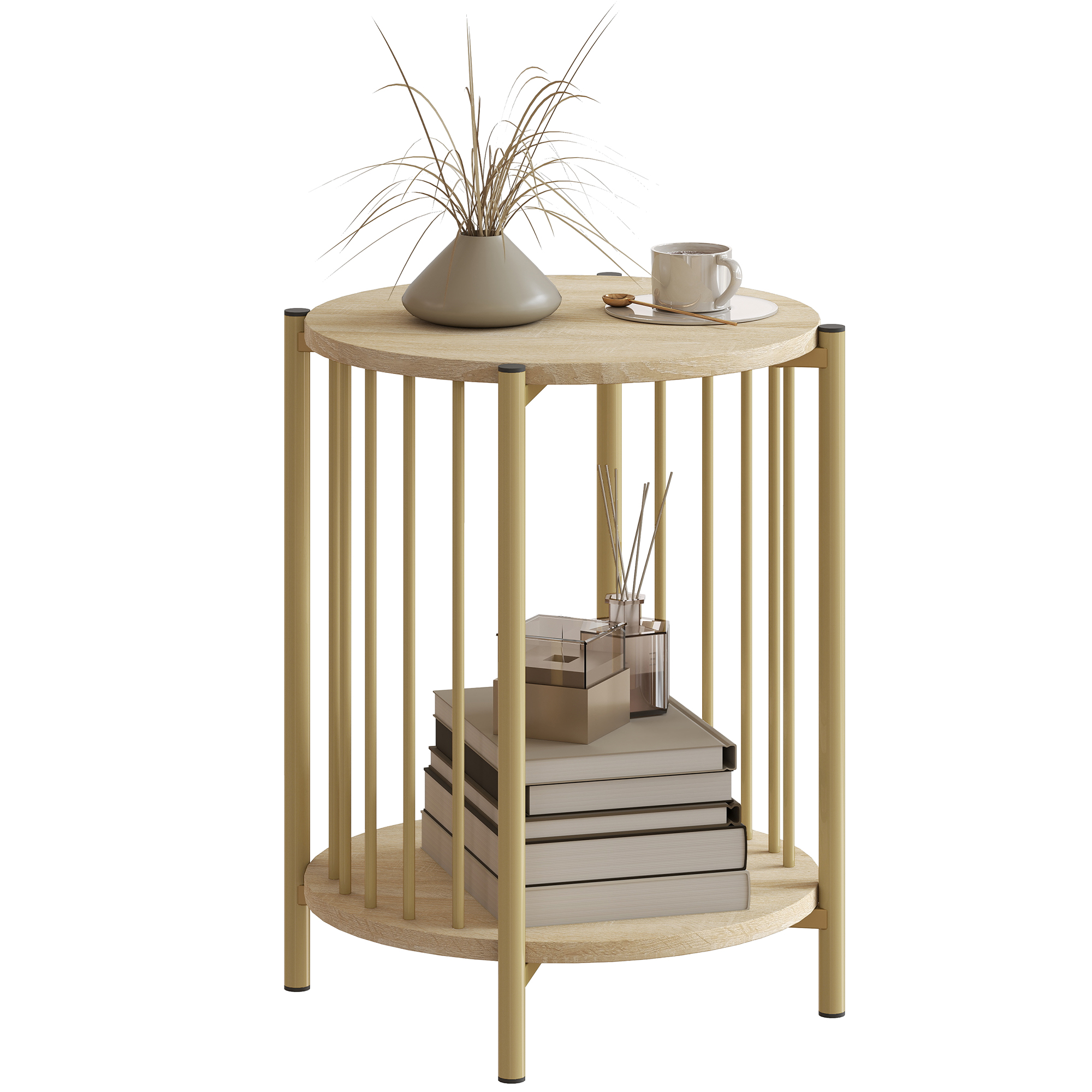 Table d'appoint ronde avec cadre doré