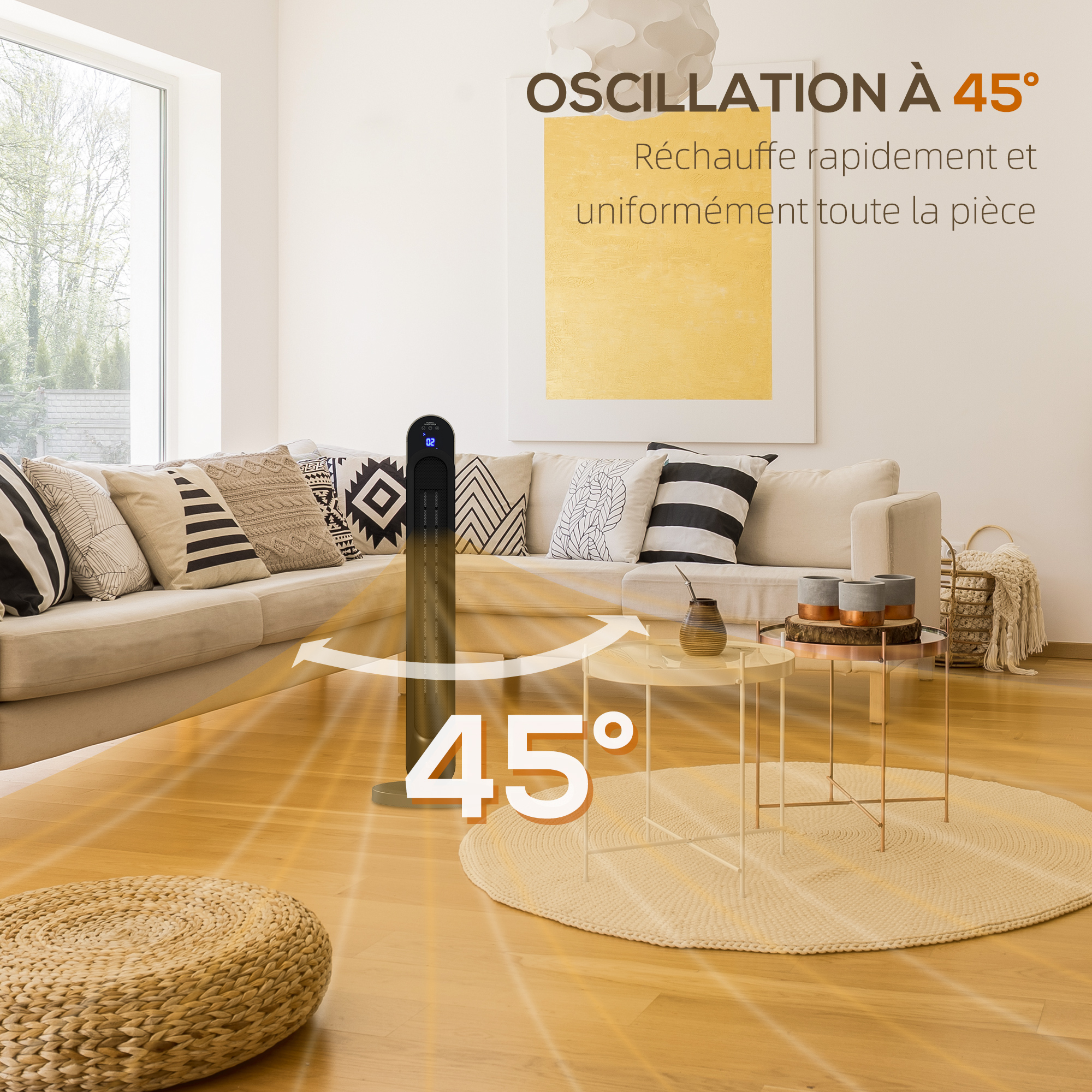 Sécurité anti‑surchauffe et anti‑basculement, surface 20‑25 m²