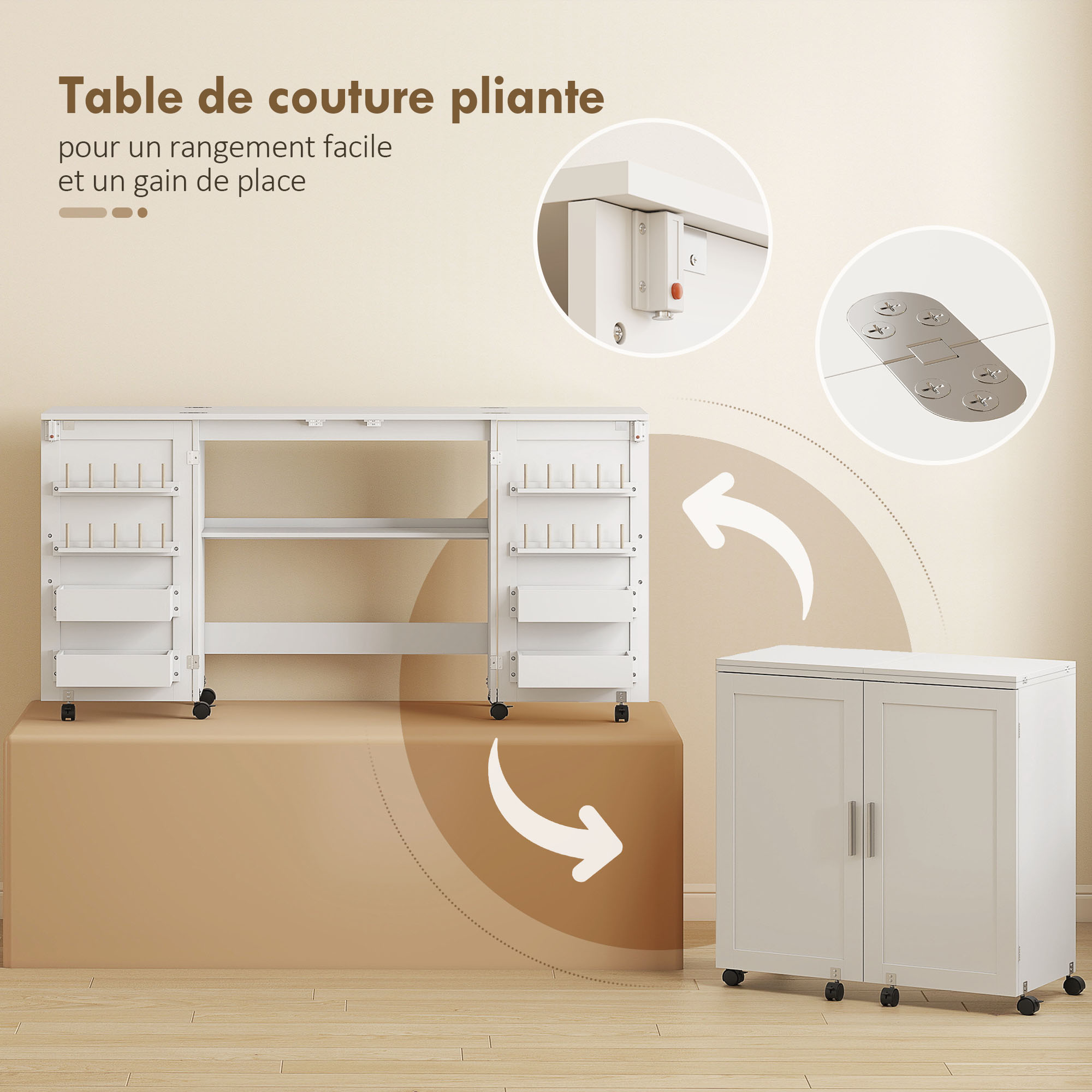 Table de couture pliante rangement facile gain de place