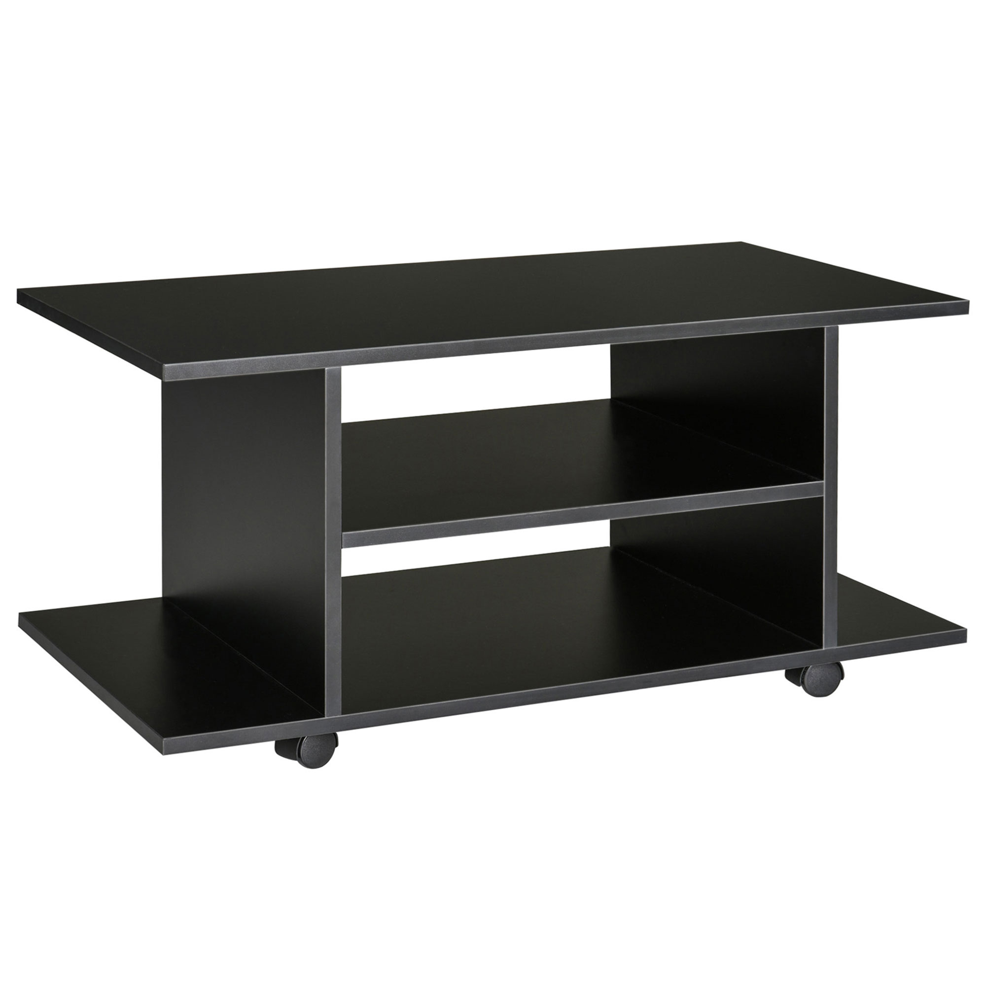 Meuble TV noir avec roulettes