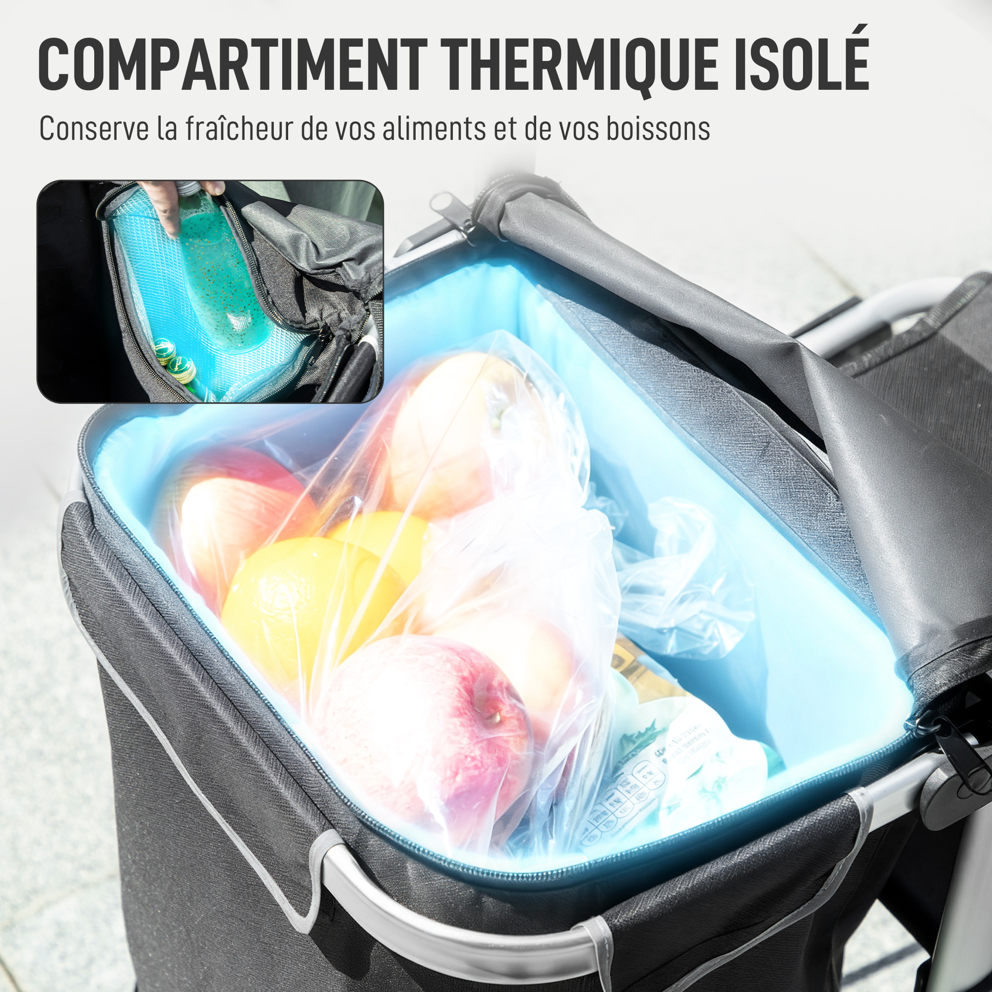 Compartiment thermique isolé préserve la fraîcheur des aliments