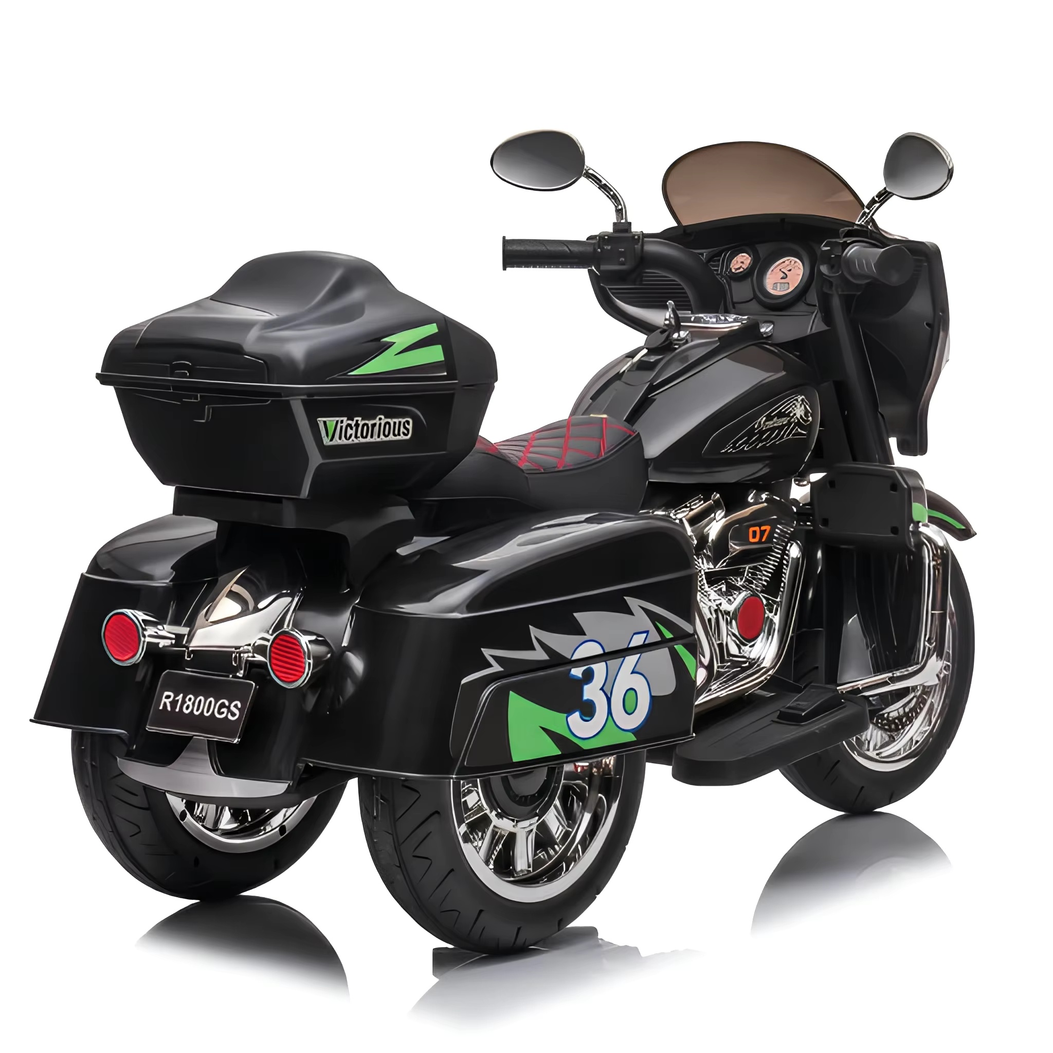 Trike cruiser noir style Harley vue latérale complète