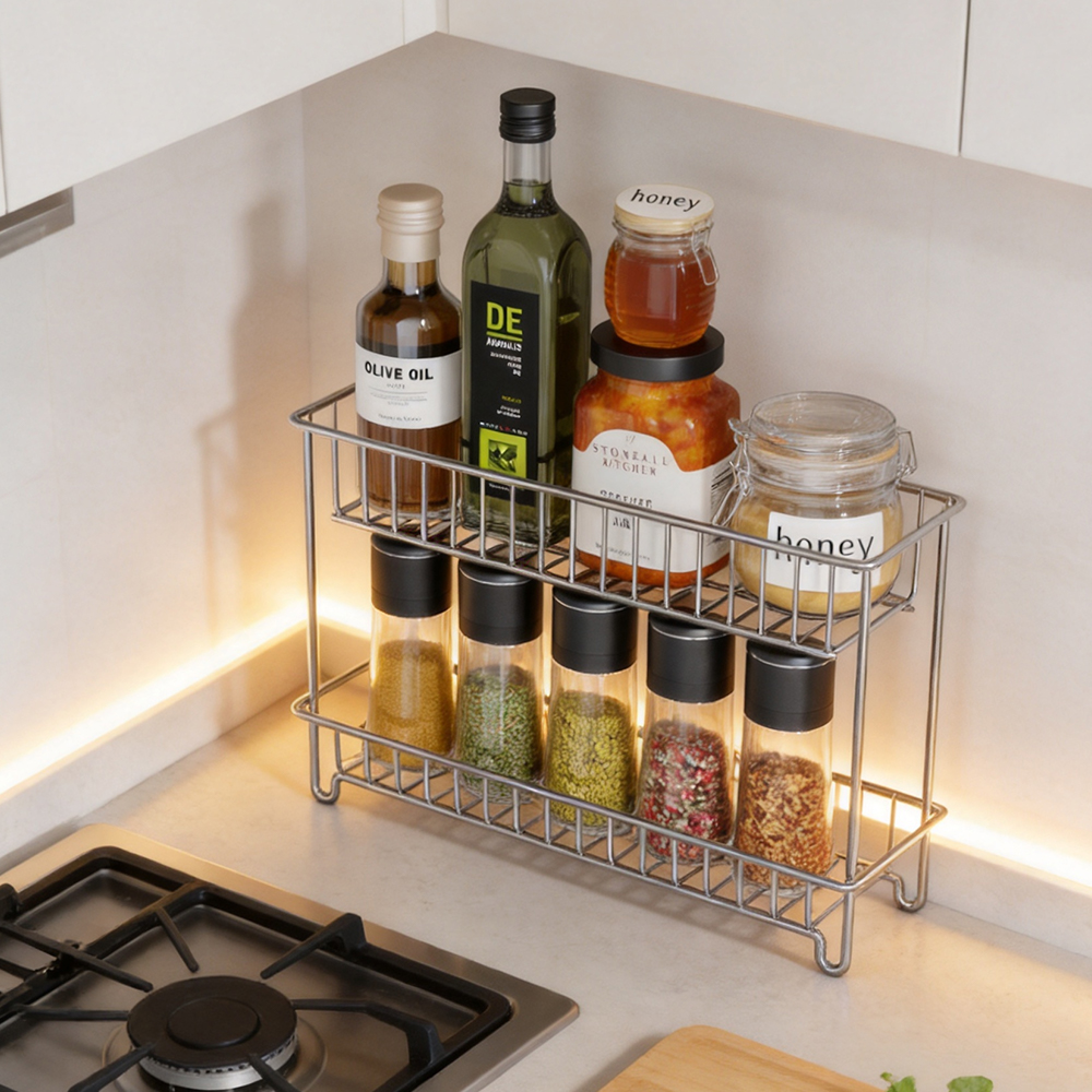 Étagère à épices double étages inox