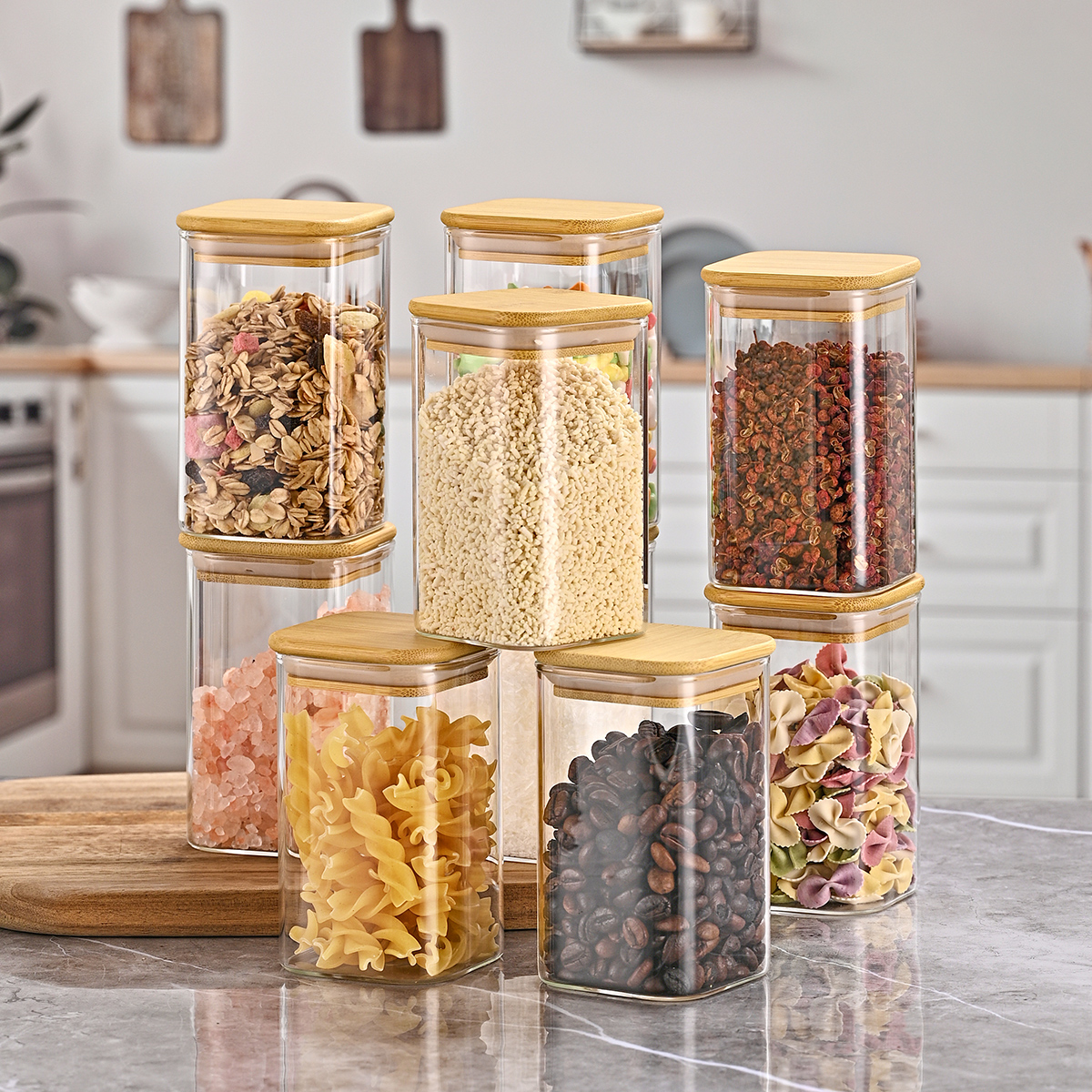 Bocal conservation verre borosilicate couvercle bambou