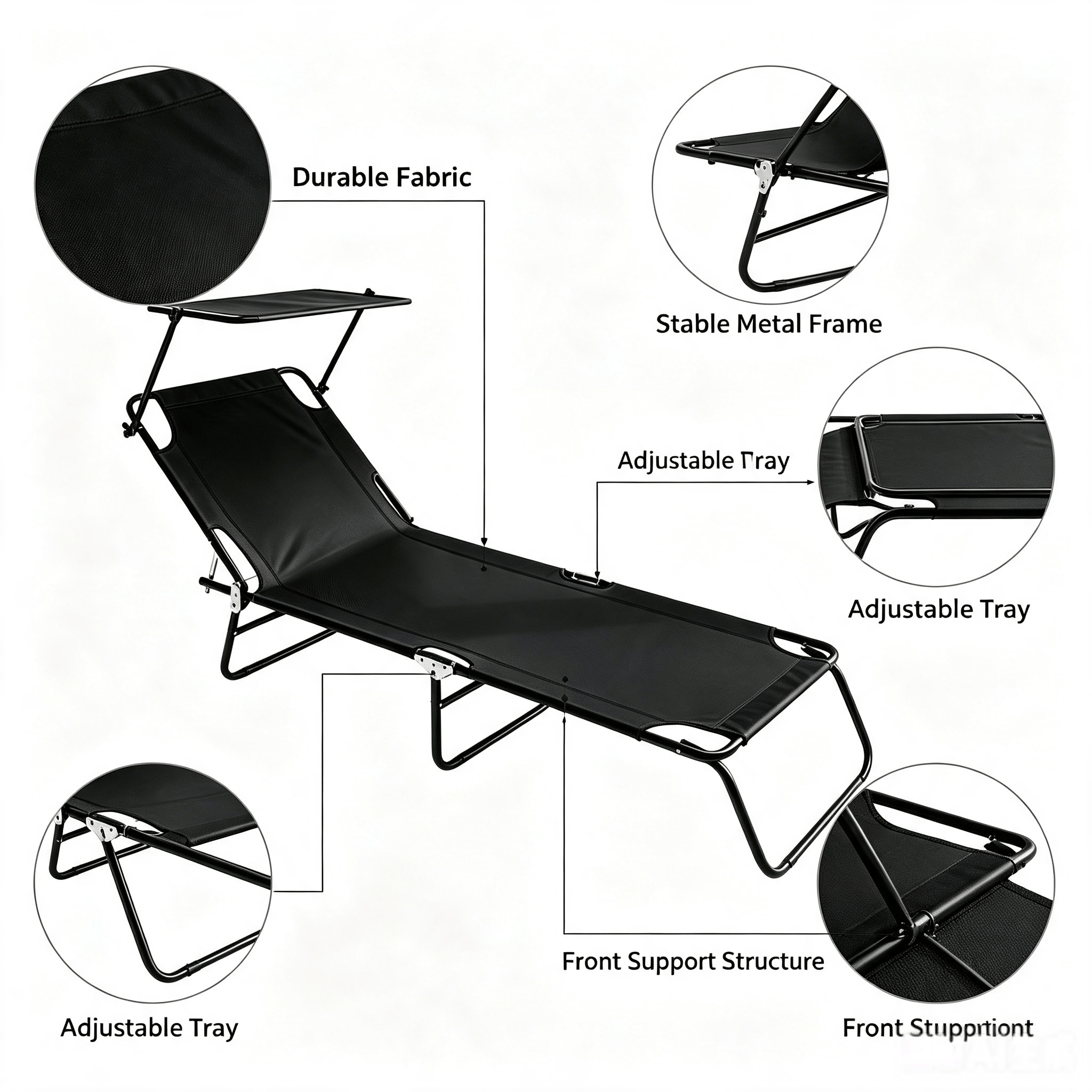 Chaise longue voile d'ombrage