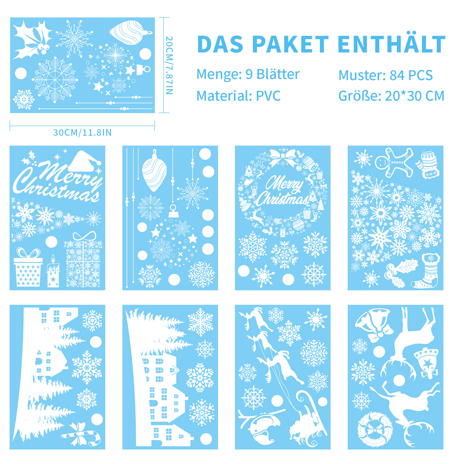 Lot stickers Noël 9 feuilles 84 motifs