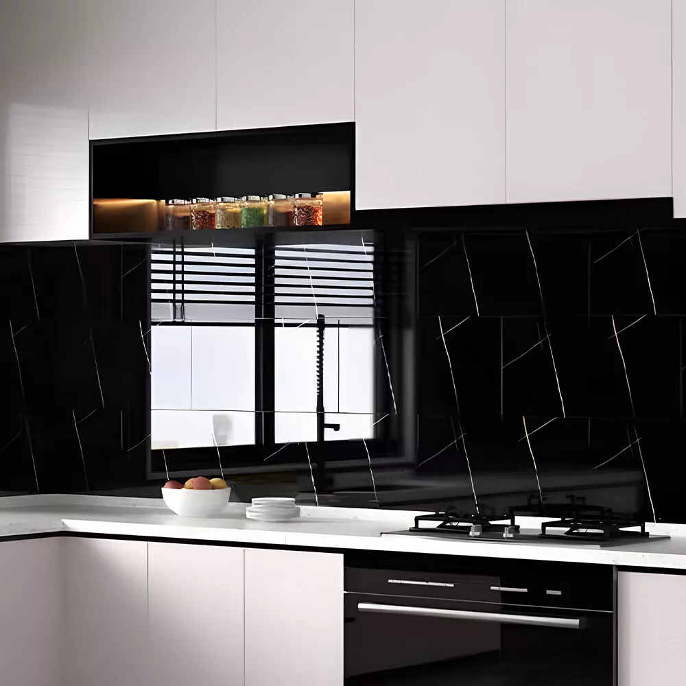 Autocollant imitation marbre gris ardoise ambiance cuisine