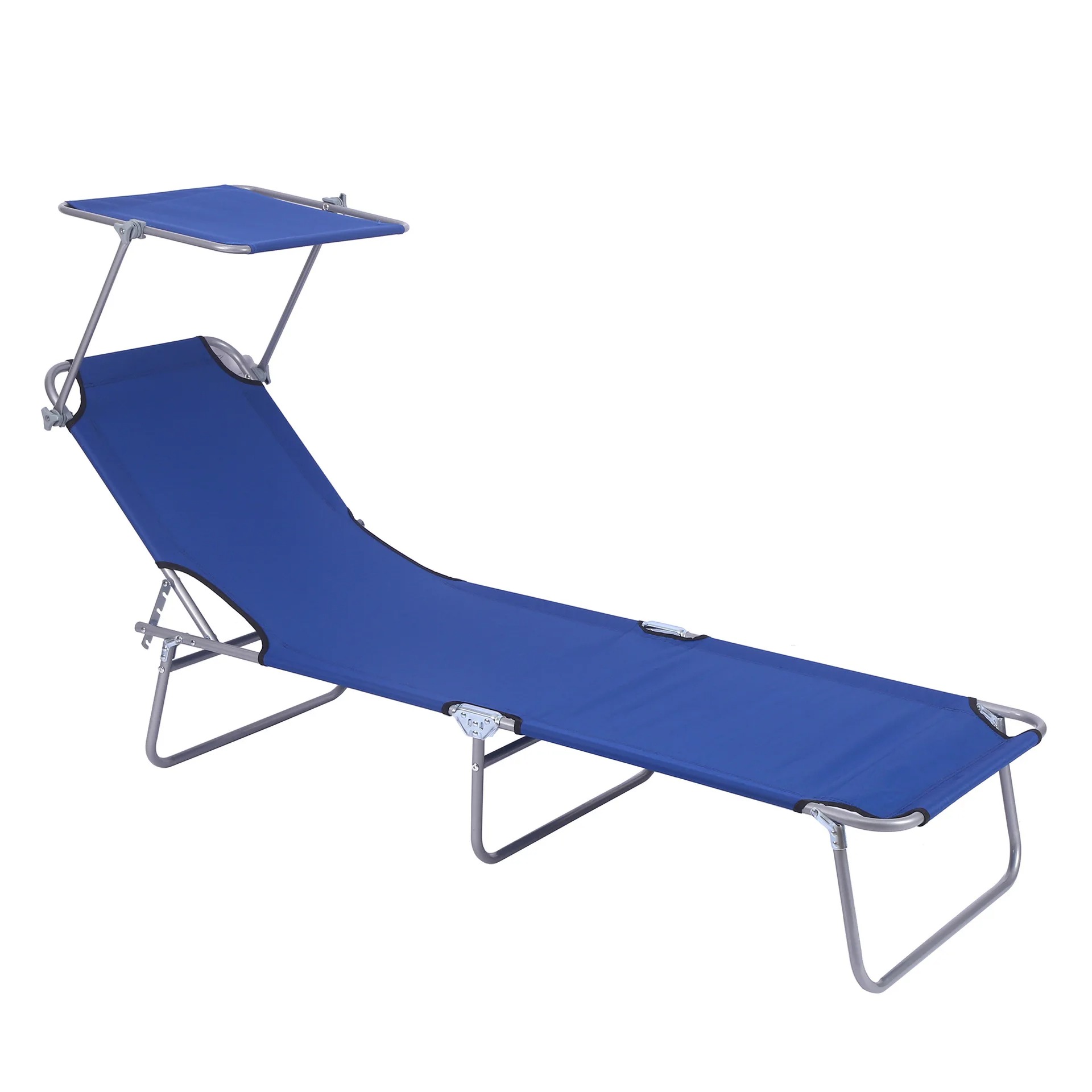 Chaise longue pliante de camping bleu