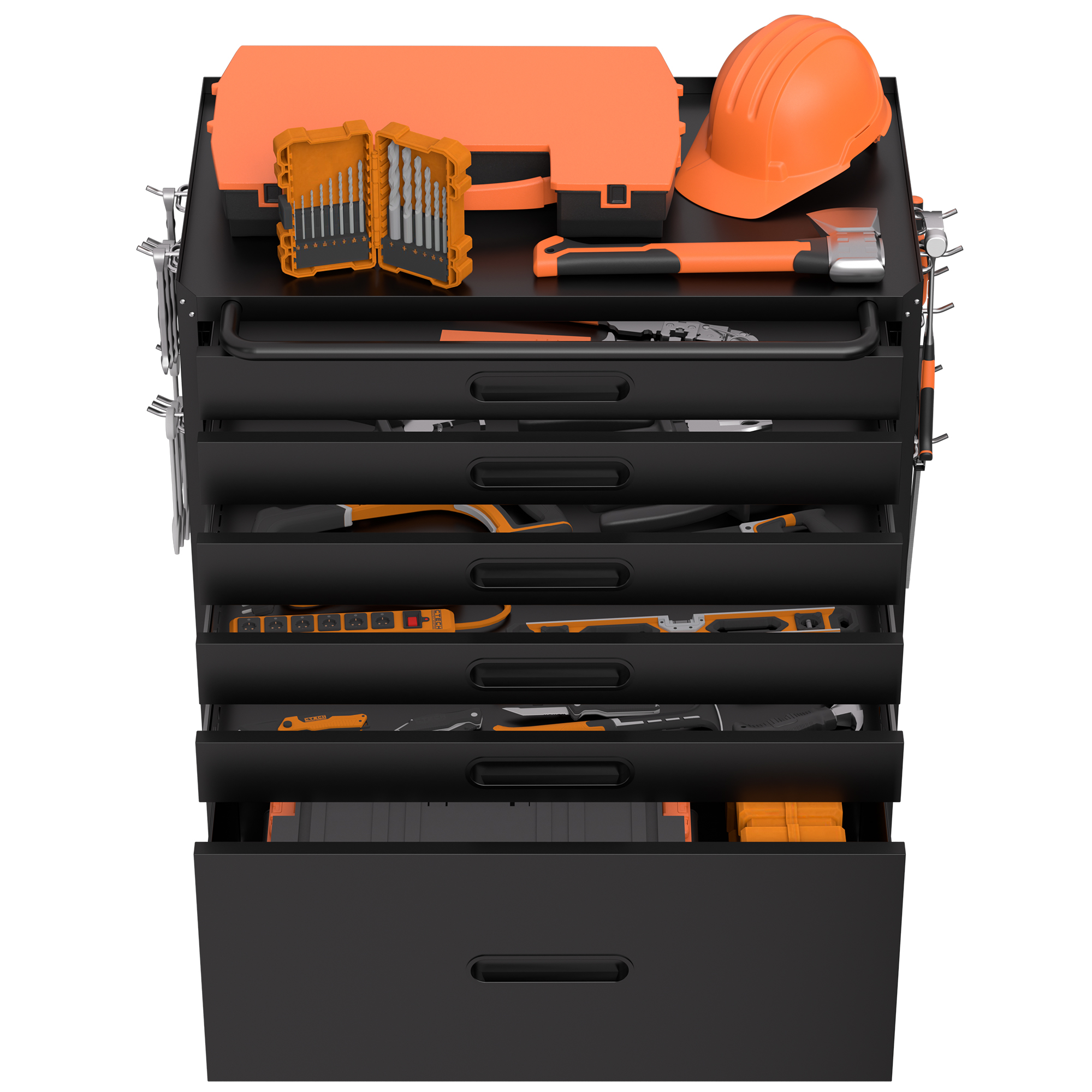 Tiroirs ouverts, organisation outils