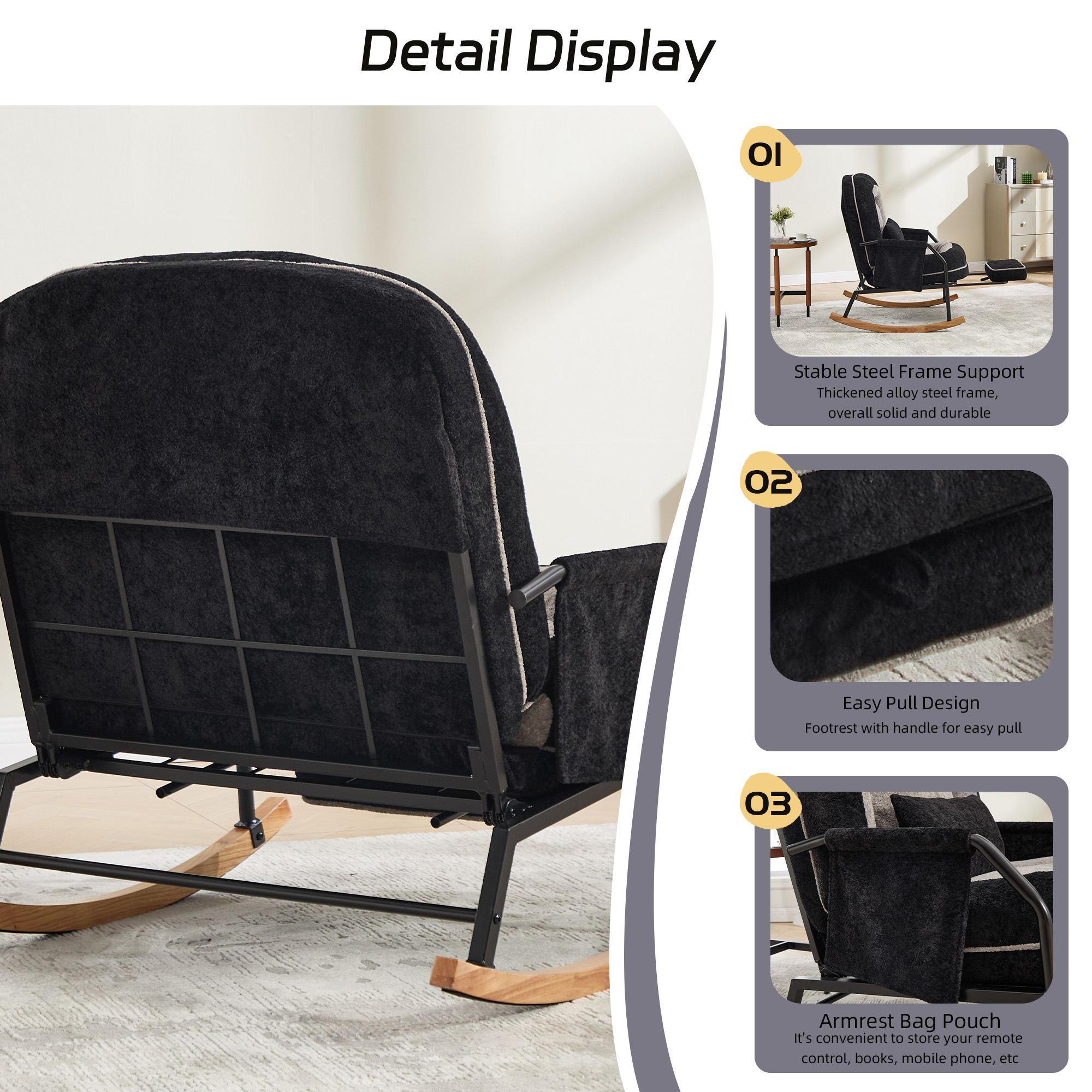 Fauteuil bascule fausse fourrure
