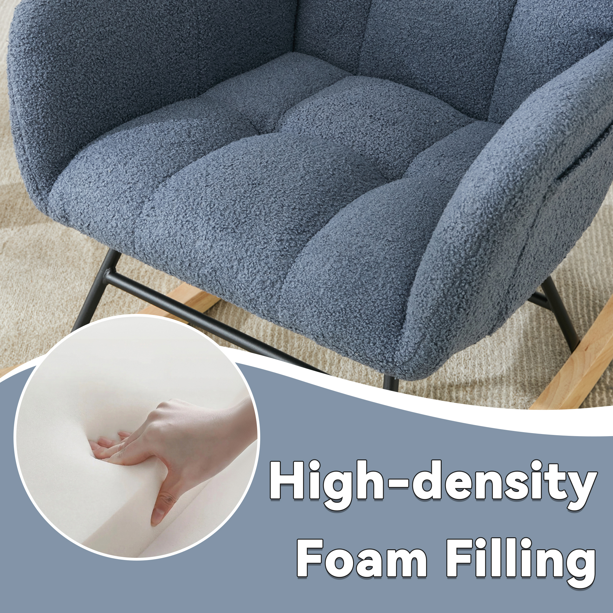 Fauteuil bascule bleu marine