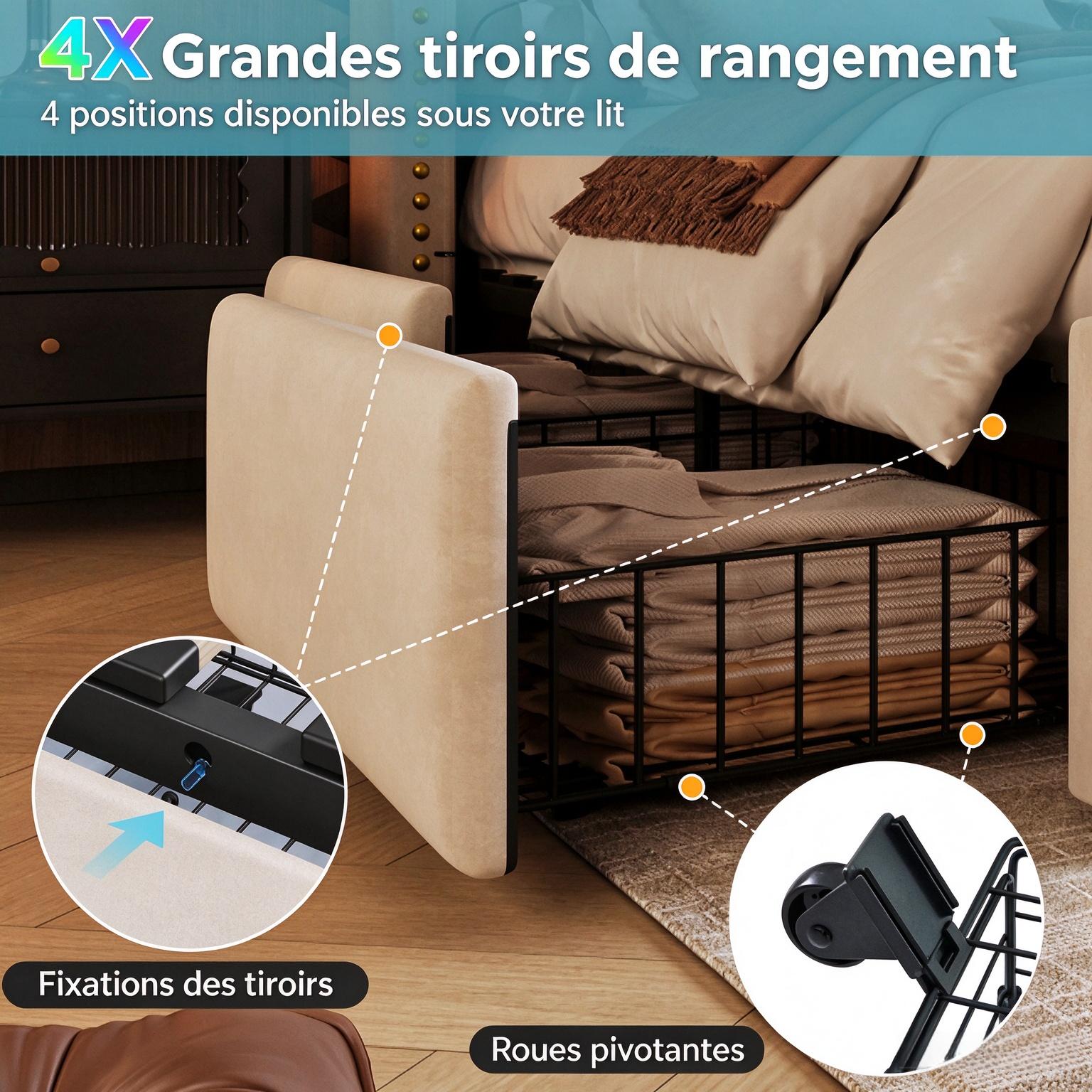 Quatre tiroirs de rangement