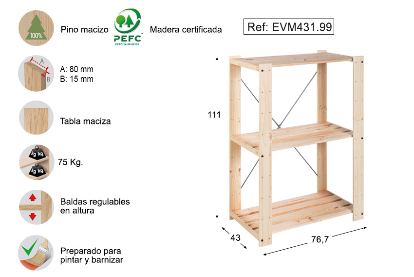 Estantería de madera maciza resistente de almacenamiento para trastero