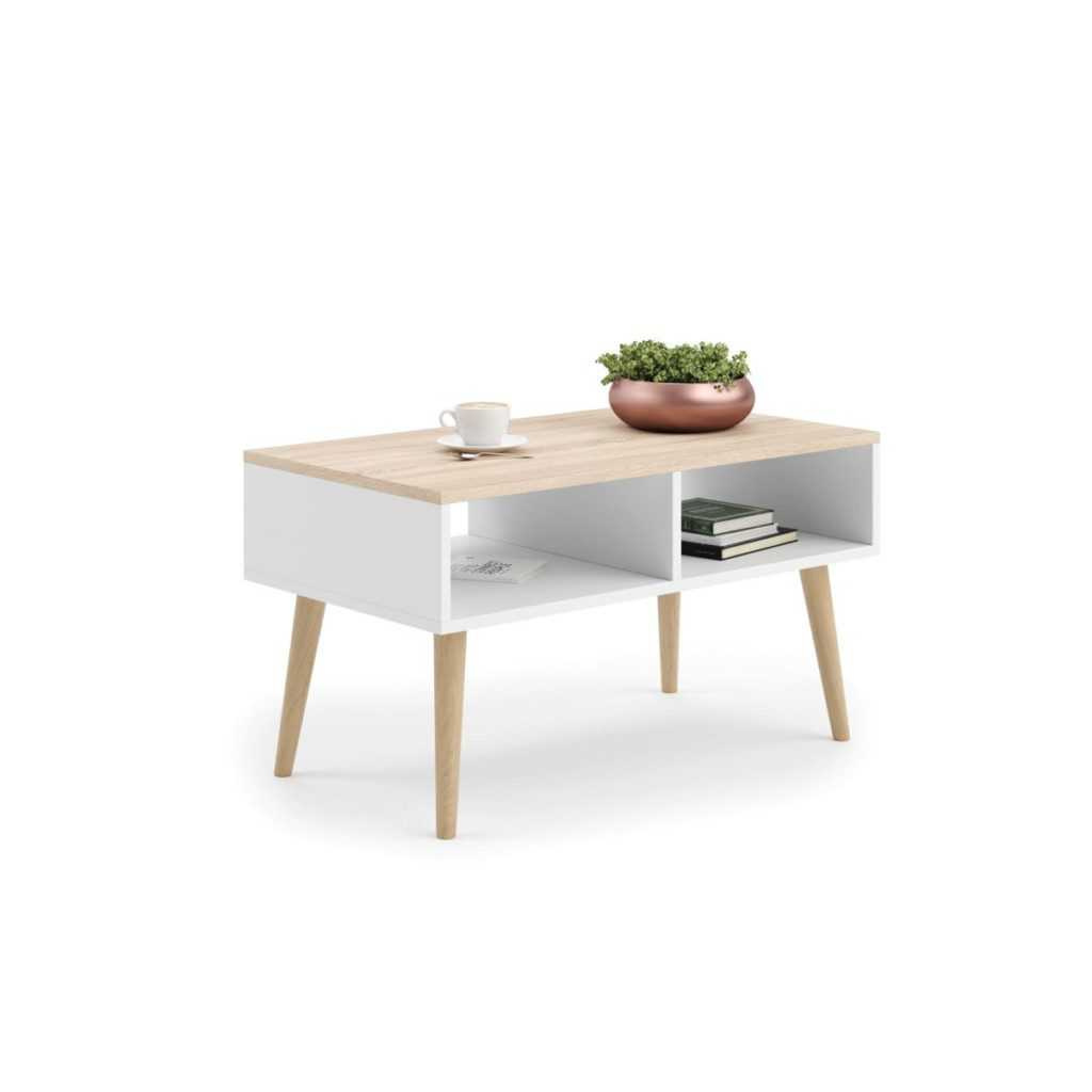 Raumhirsch Table basse Avec rangement blanc / chêne sonoma – vue principale