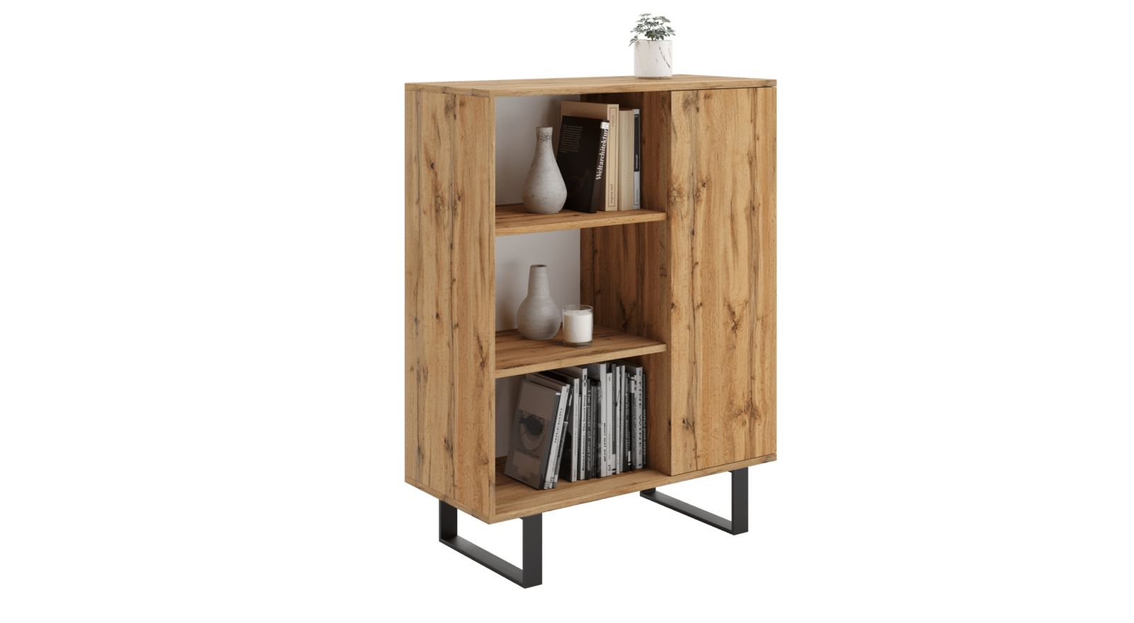 Raumhirsch Bibliothèque FONDI Avec rangement craft doréene chêne – vue principale