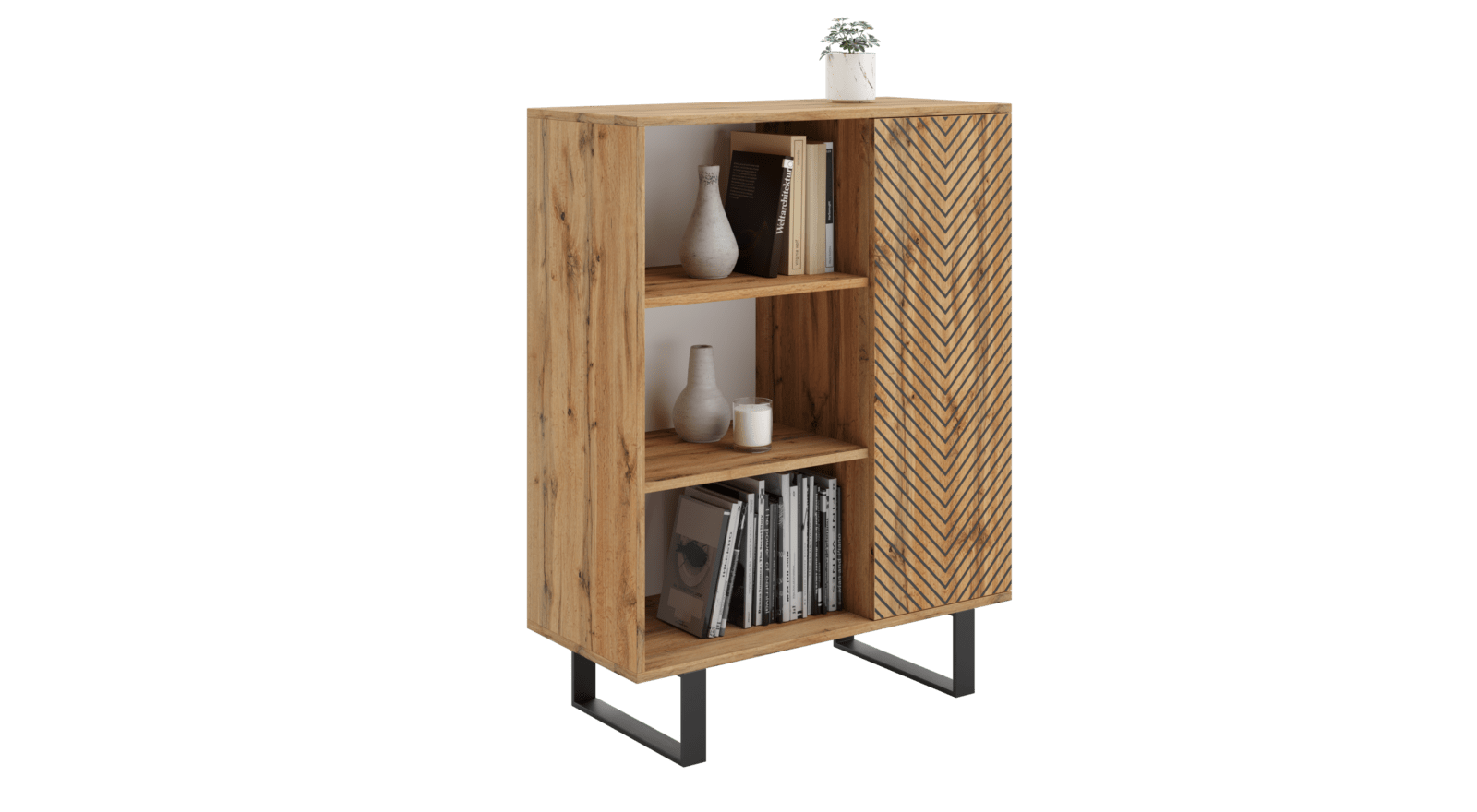 Raumhirsch Bibliothèque FONDI Avec rangement handwerk doréene chêne – vue principale