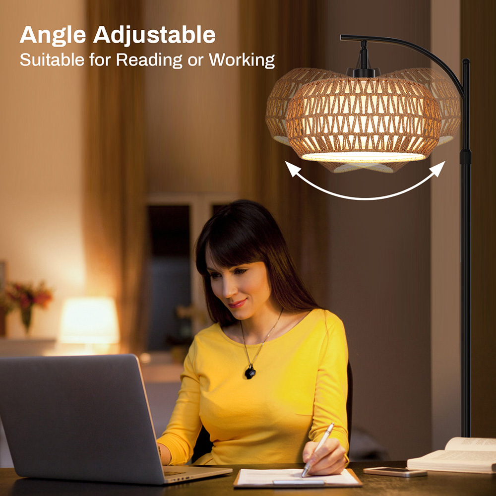 Lampadaire sur Pied Salon Rotin dans un intérieur élégant