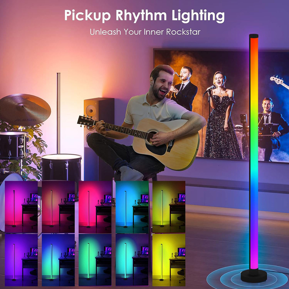 Lampadaire LED sur Pied d'Angle RGB en utilisation