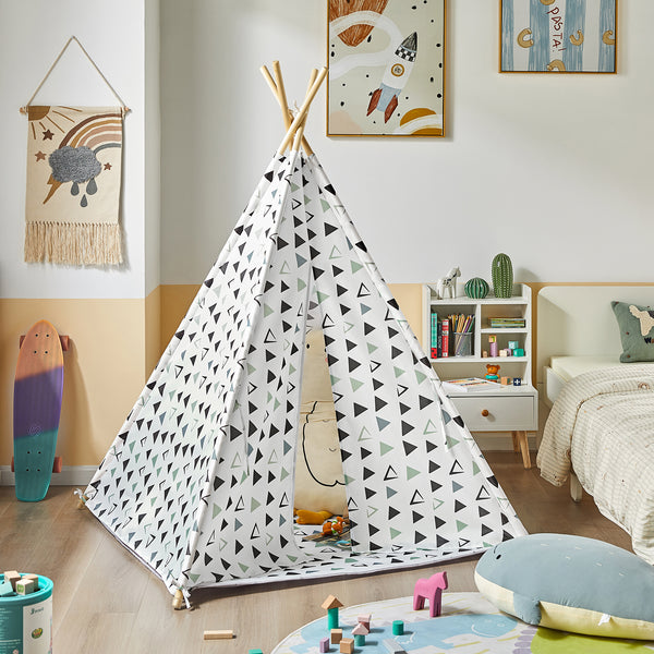 SoBuy OSS03-A02 Tipi Enfant Tente Pour Enfant Avec Tapis De Sol Indian Teepee Tente De Jeu Pour Enfants Avec Tapis De Sol -ATMOSPHERA || Songmics Soldes Boutique
