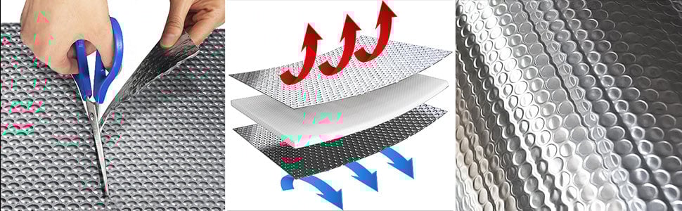 Isolant Thermique A Bulle Double Couche Aluminium Radiateur Reflecteur 1.22x10m -Atlantic Magasin