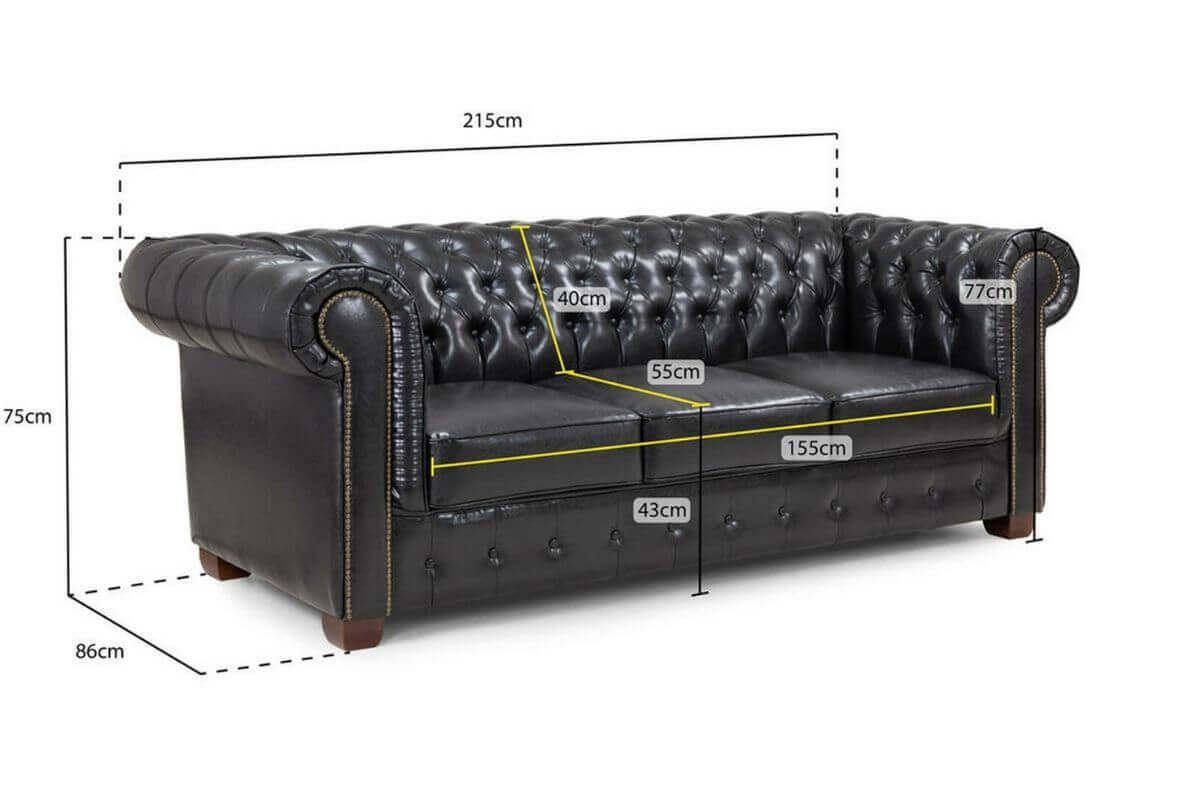 Bernard Bonded 3 Seater Leather Chesterfield Sofa Antique Brown -Living Room Furniture Store