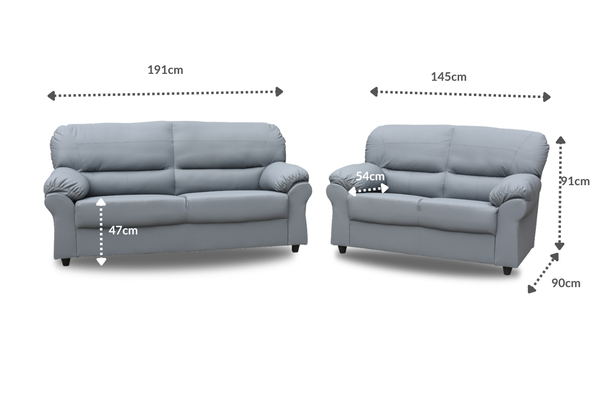 Furniturestop-Saga 3 & 2 Seater Dimensional Image
