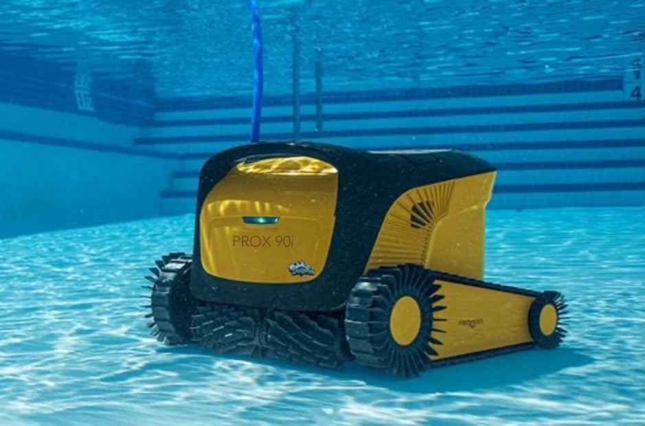 Robot piscina Dolphin PROX 90i in azione.
