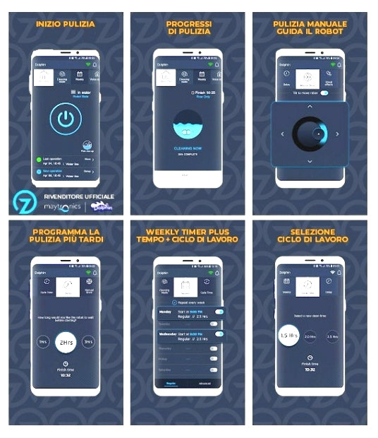 App MyDolphin Plus: schermate di controllo e programmazione del robot piscina Dolphin Poolstyle 40i.